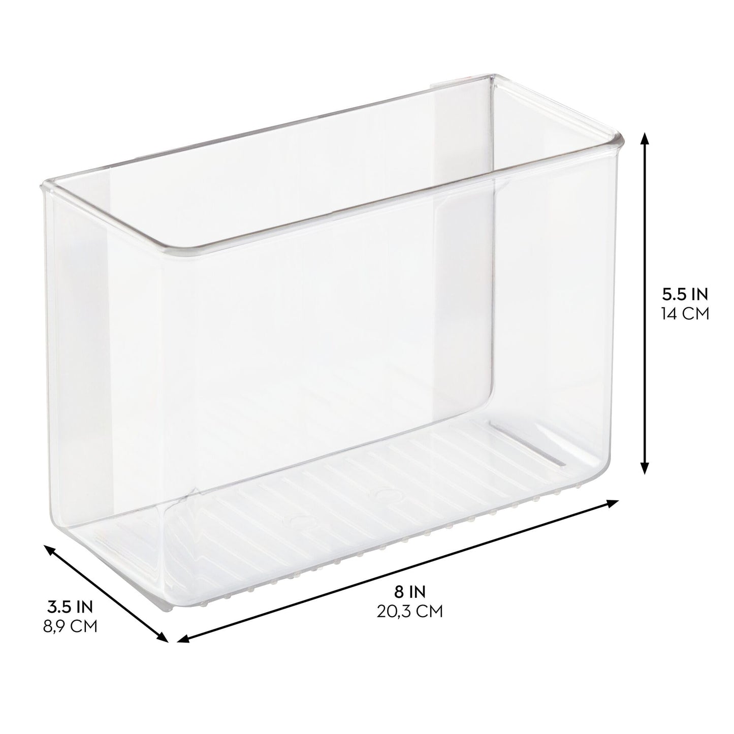 iDesign AFFIXX Plastic Wall Mount Organizer for Kitchen, Bathroom, Office, Bedroom, Garage, Craft Room, 3.5" x 8" x 5.5", Clear