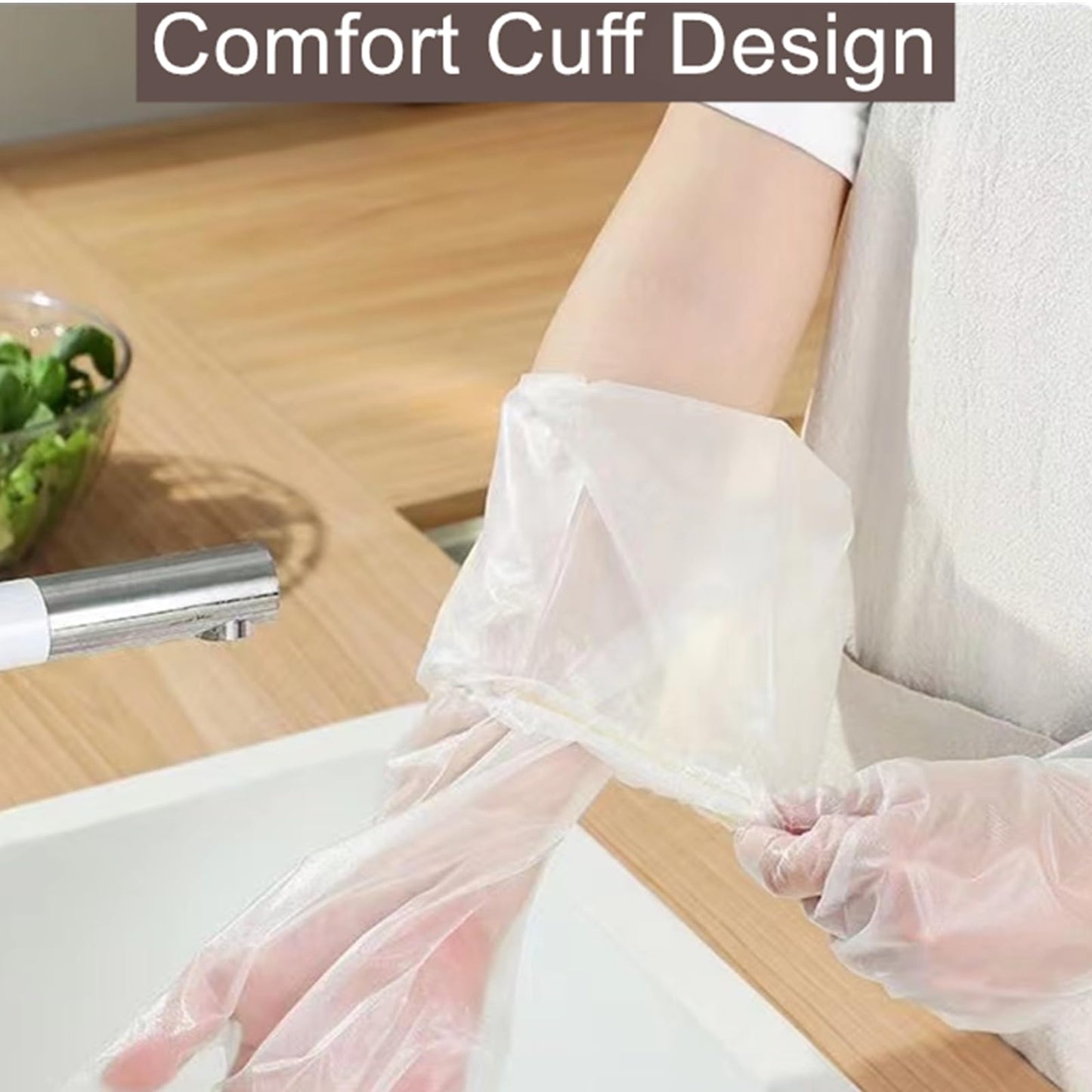 Hipifans Long Sleeve Cleaning Gloves, 10Pcs/Set Reusable & Waterproof Protective Rubber Gloves for Household Duties, Kitchen, Dishwashing, Gardening - 23.6 Inch