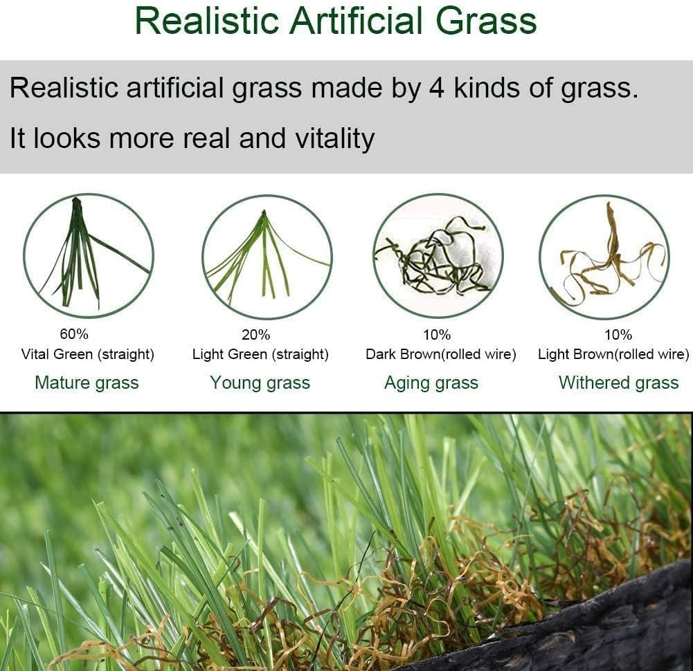 Petgrow Customized Sizes Artificial Grass Turf 3FTX10FT(30 Square FT) - Indoor Outdoor Garden Lawn Landscape Balcony Synthetic Turf Mat - Thick Fake Grass Pet Pad