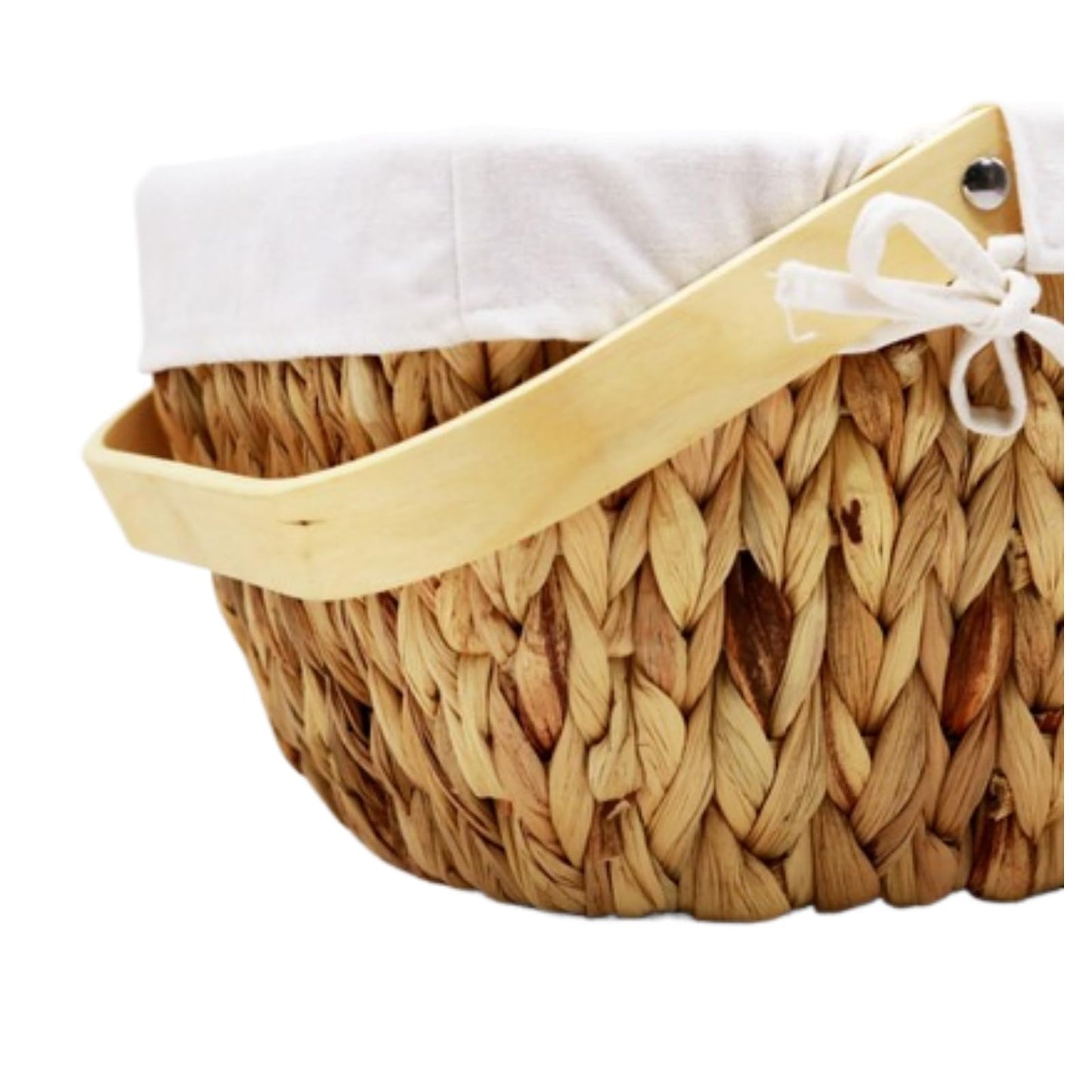 Basket with Handle-Wicker Picnic Basket,Natural Hand-Woven Basket with Lining Removable and Washable,Suitable for Easter,Mother's Day,Outdoor Camping,Picnic Size 15x9x7 Inches