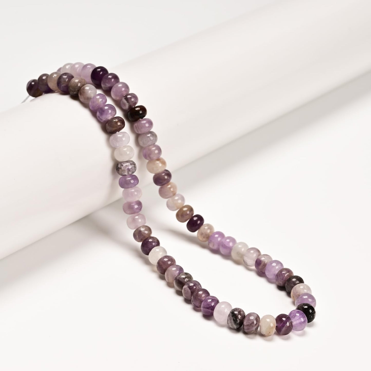 ICAI 4x6mm Natural Rondelle Beads – Loose Gemstone Spacers for DIY Jewelry Making (Amethyst)