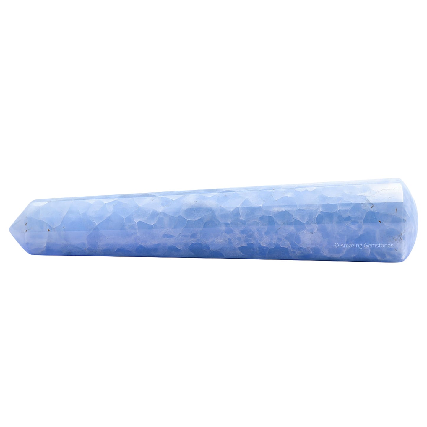 Amazing Gemstone Blue Calcite Crystal Wand Massage Stick - Pelvic Wand Gua Sha for Adults - Crystals and Healing Stones Massage Wands for Adults Gifts (Pointed)