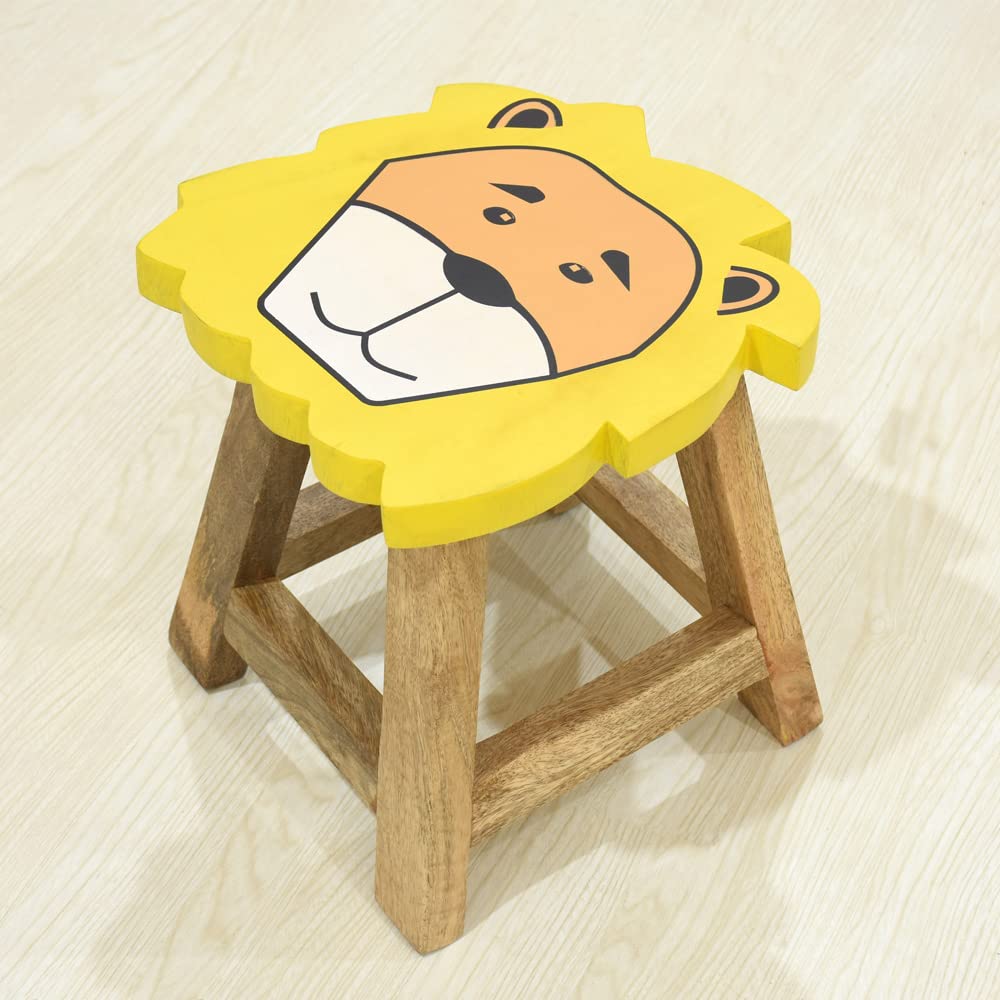 BBH Home's Handmade Yellow Novelty Shaped Mango Wood Stool 14x14x12 Inch AMBBRSST0002