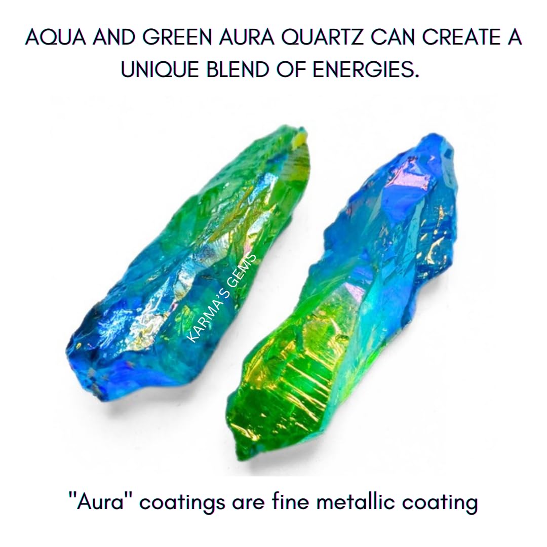 Crystals, Rocks, Jade, Crystals and Healing Stones, Witchcraft Supplies, Healing Crystals, Stones, Healing Stones, Rock Collection, Agate, Raw Stones (Aqua-Green Aura Quartz, 2 Pcs)