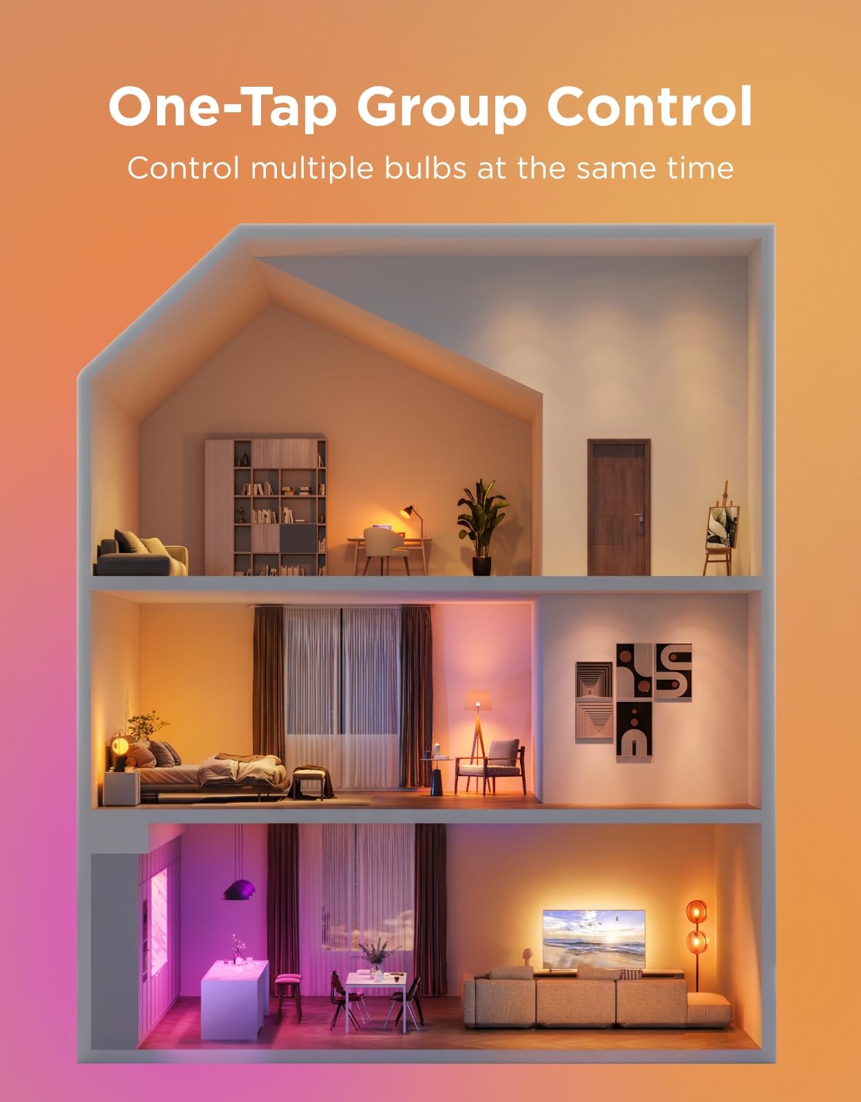 Govee Smart Light Bulbs, Color Changing Light Bulb, Work with Alexa and Google Assistant, 16 Million Colors RGBWW, WiFi & Bluetooth LED Light Bulbs, Music Sync, A19, 800 Lumens, 4 Pack