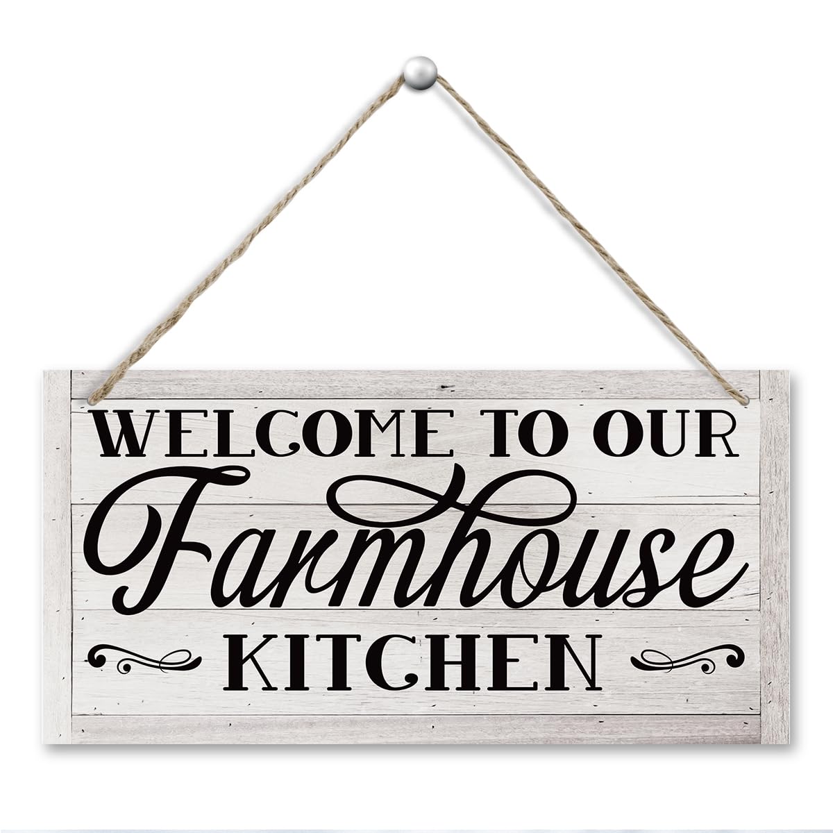 Rustic Farmhouse Kitchen Sign, Hanging Wooden Wall Art - Welcome To Our Farmhouse, Welcome Sign, Country Door Decor, Kitchen Open Daily Signs, Housewarming Gifts, Retro Wall Art 11.8 * 5.9 in