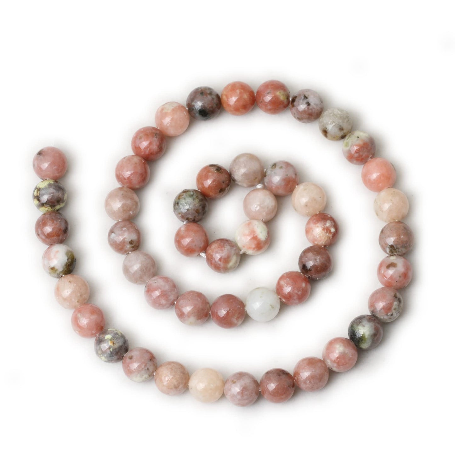CHEAVIAN 45PCS 8mm Natural Plum Blossom Stone Gemstone Round Loose Beads for DIY Bracelet Necklace Earrings Jewelry Making 1 String 15 Inches