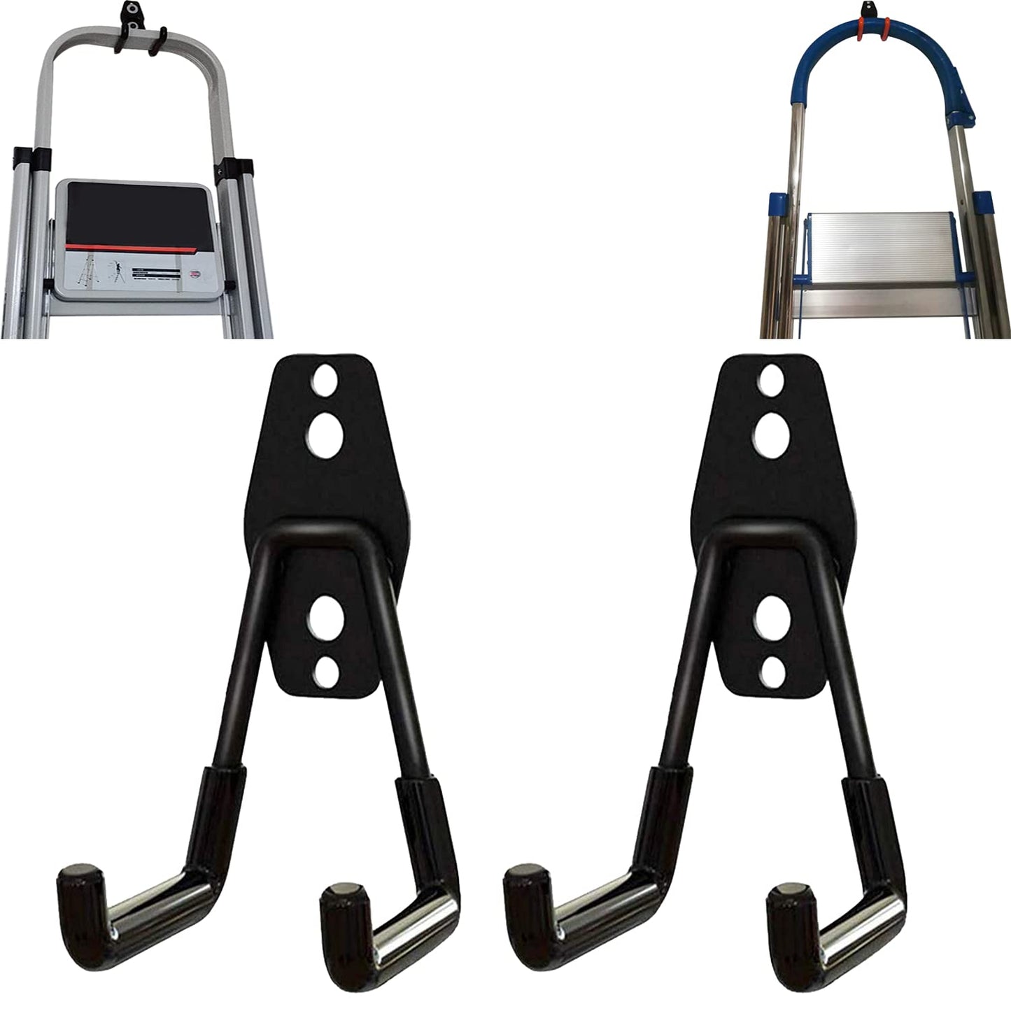 2Pcs Folding Step Stool Wall Mount Hooks, Telescoping Wall Mount Ladder Hooks,Household Engineering Ladder Hanger, Telescoping Ladder Hanger, for Garage & Shed Display & Storage Ladder Tool (U-Type)