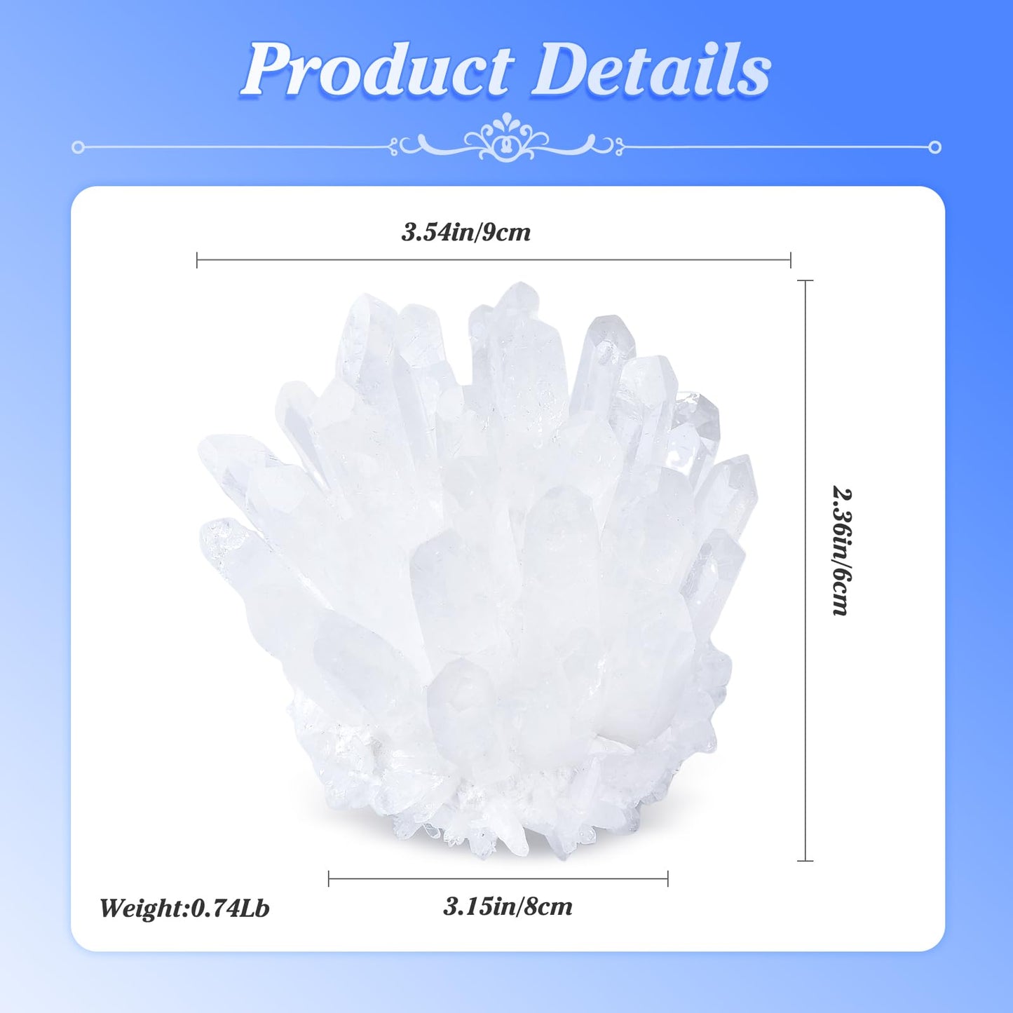 Natural Crystal Cluster Clear Quartz Mineral Crystal Cluster Cluster Healing Ornament Hue Reflection Feng Shui Home Decor (White)