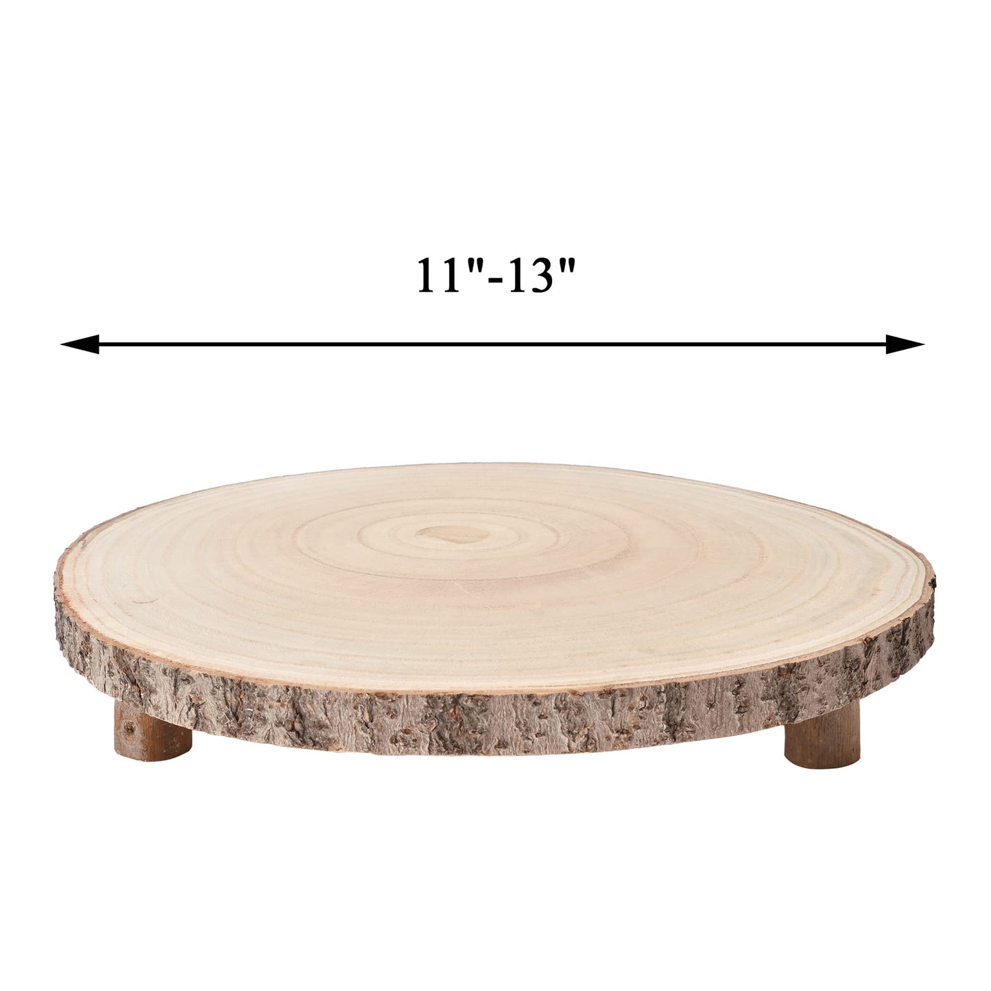 WILLOWDALE Wood Cake Stand for Dessert Table, Fit for 11 Inches Cake, Wedding Cake Stand Farmhouse Serving Tray for Party, Wood Slice Round Cake Holder Rustic Decor Table Centerpieces for Dining Room
