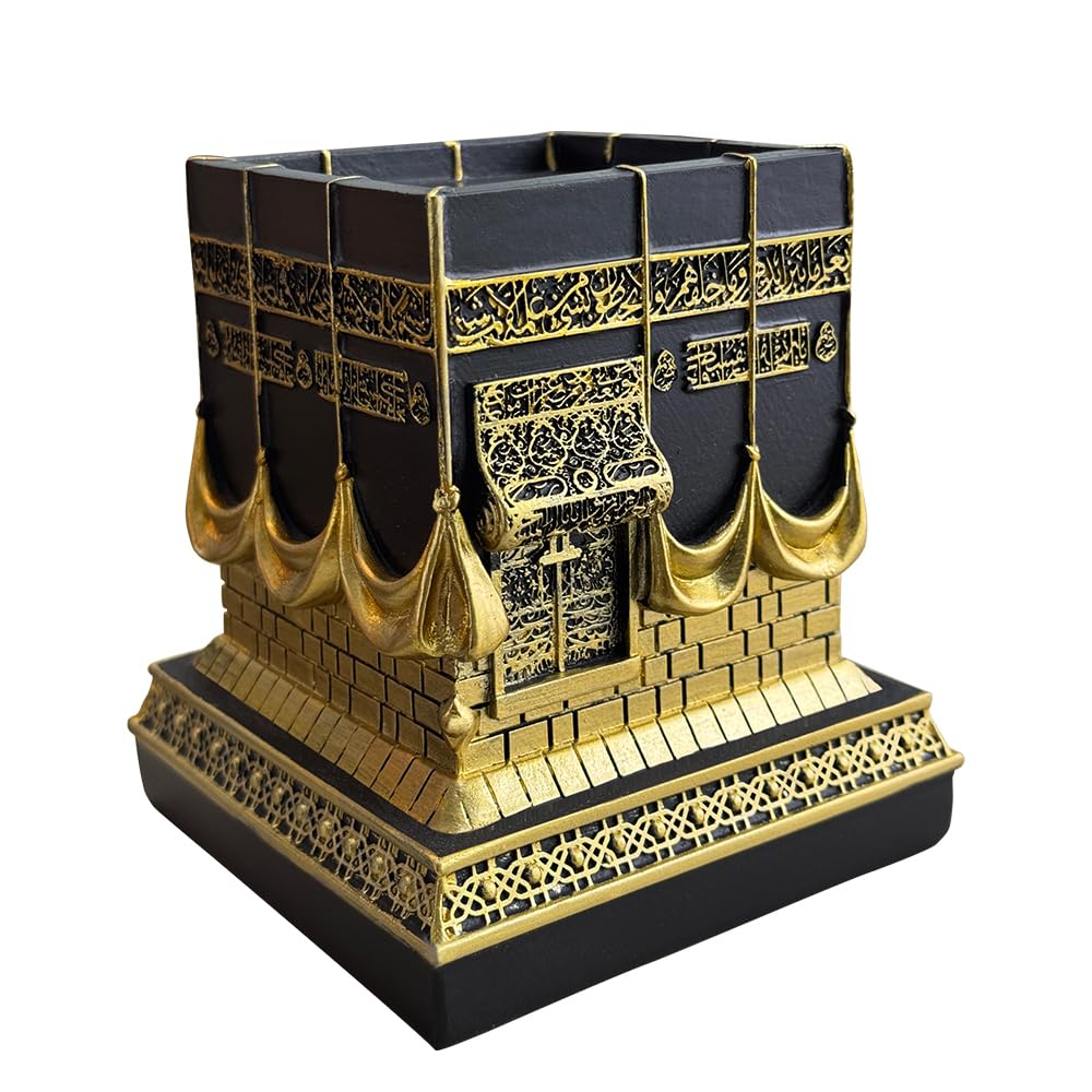 Will Art Museum Islamic Kaba Replice Model, Muslim Turkish Home Table Decorations Perfect Islamic Ramadan Showpiece Eid Gifts Bookend Gold Plated Traditional Home Table Fireplace Decor