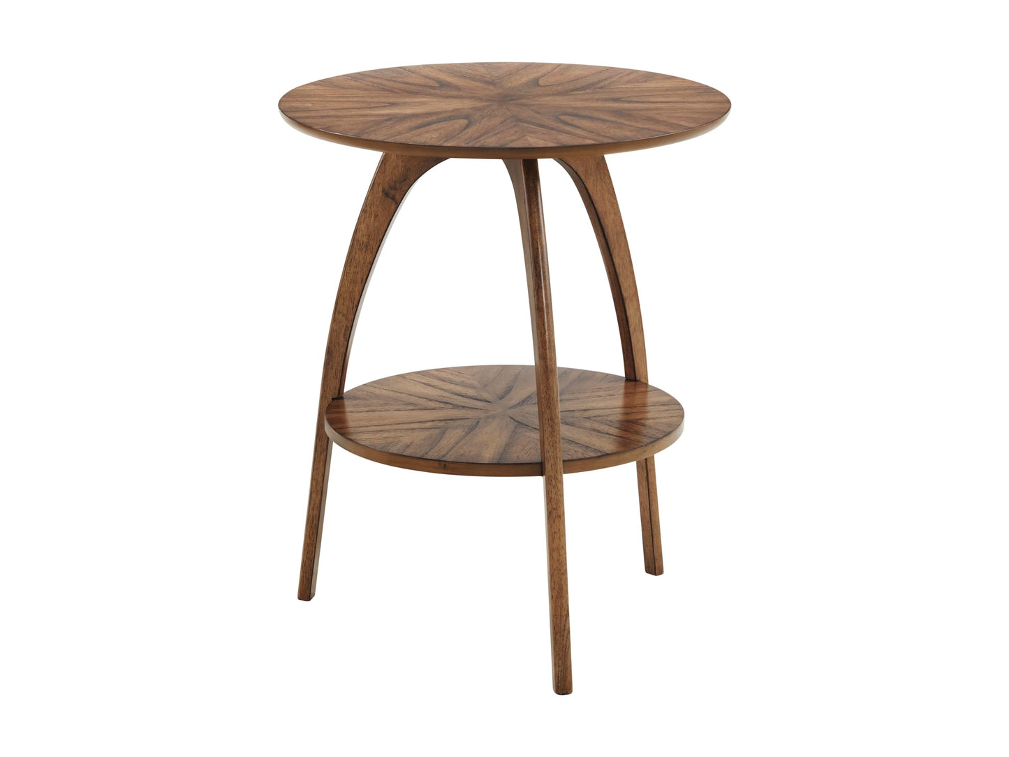 Martin Svensson Home Retro Mid-Century Modern Round Wood End Table, Solid Grain Side Table with Lower Shelf, Small Accent Table for Living Room or Nightstand. Nutmeg Brown.