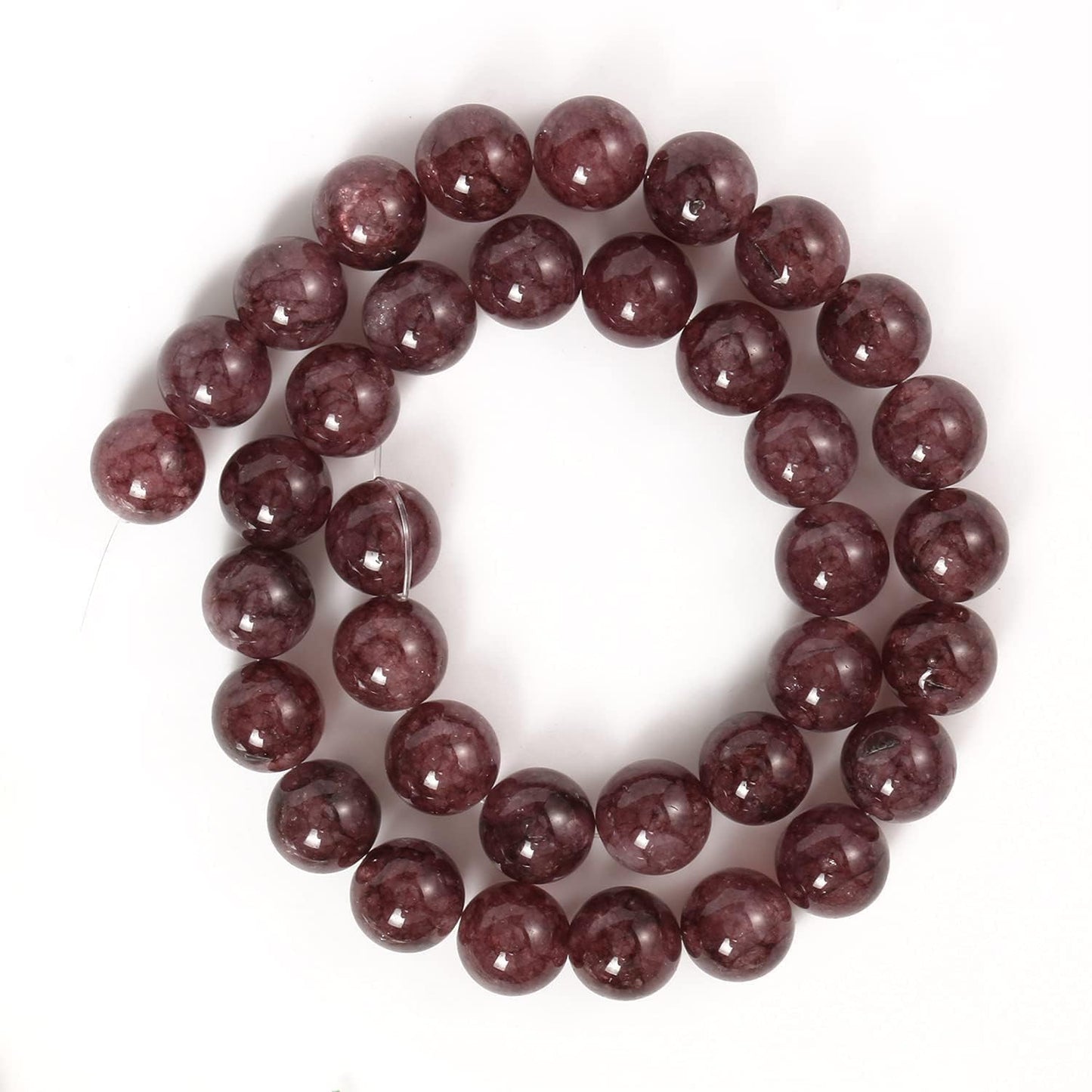About 45pcs 8mm Natural Stone Beads Lepidolite Beads Crystal Gemstone for Jewelry Making, DIY Bracelet Necklace