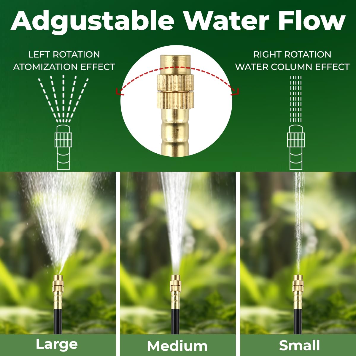 130FT Drip Irrigation System for Garden: 20 Nozzles 1/4" PE Tubing Automatic Watering Kit Adjustable Misting Sprinkler Mister Hose for Water Plants Tape Raised Beds Lawn Outdoor Yard Greenhouse