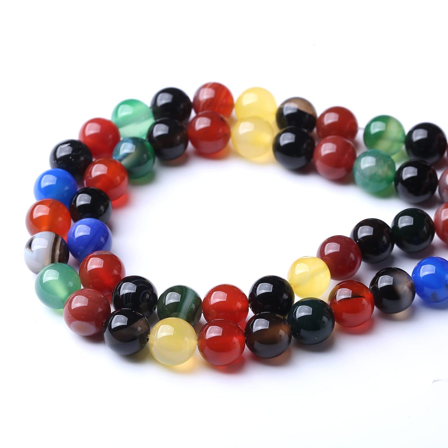 45PCS 8MM Natural Colorful Agate Stone Beads Energy Healing Beads for DIY Jewelry Bracelet Necklace Making for Jewelry Making15Inch