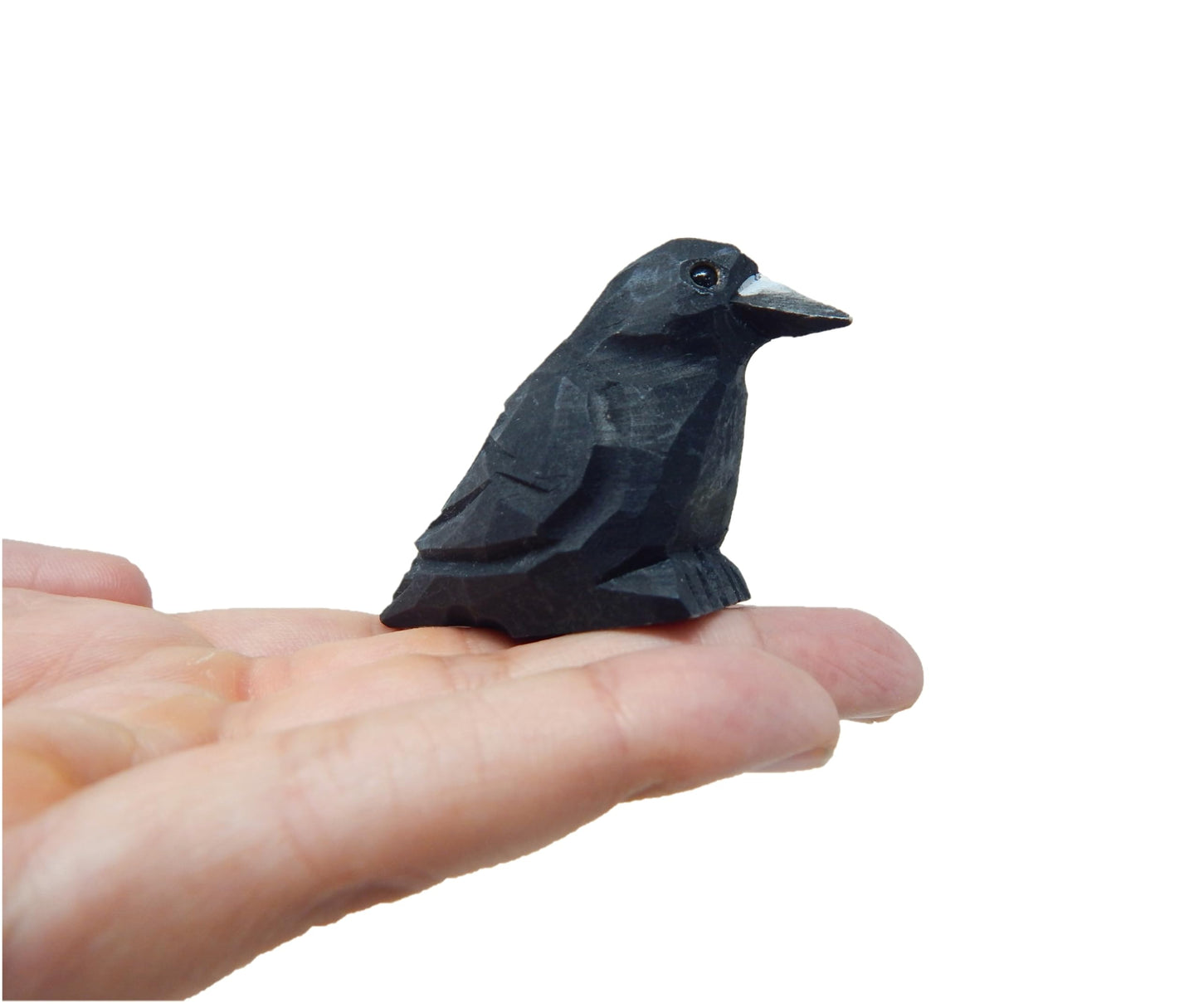 Selsela Hand-Carved Raven Figurine - Rave Black Bird Crow Figurine Statue Sculpture Art Miniature Wood Carving Decor Small Animal, Gothic Decor & Collectible Ornament. Nature-Inspired Gifts