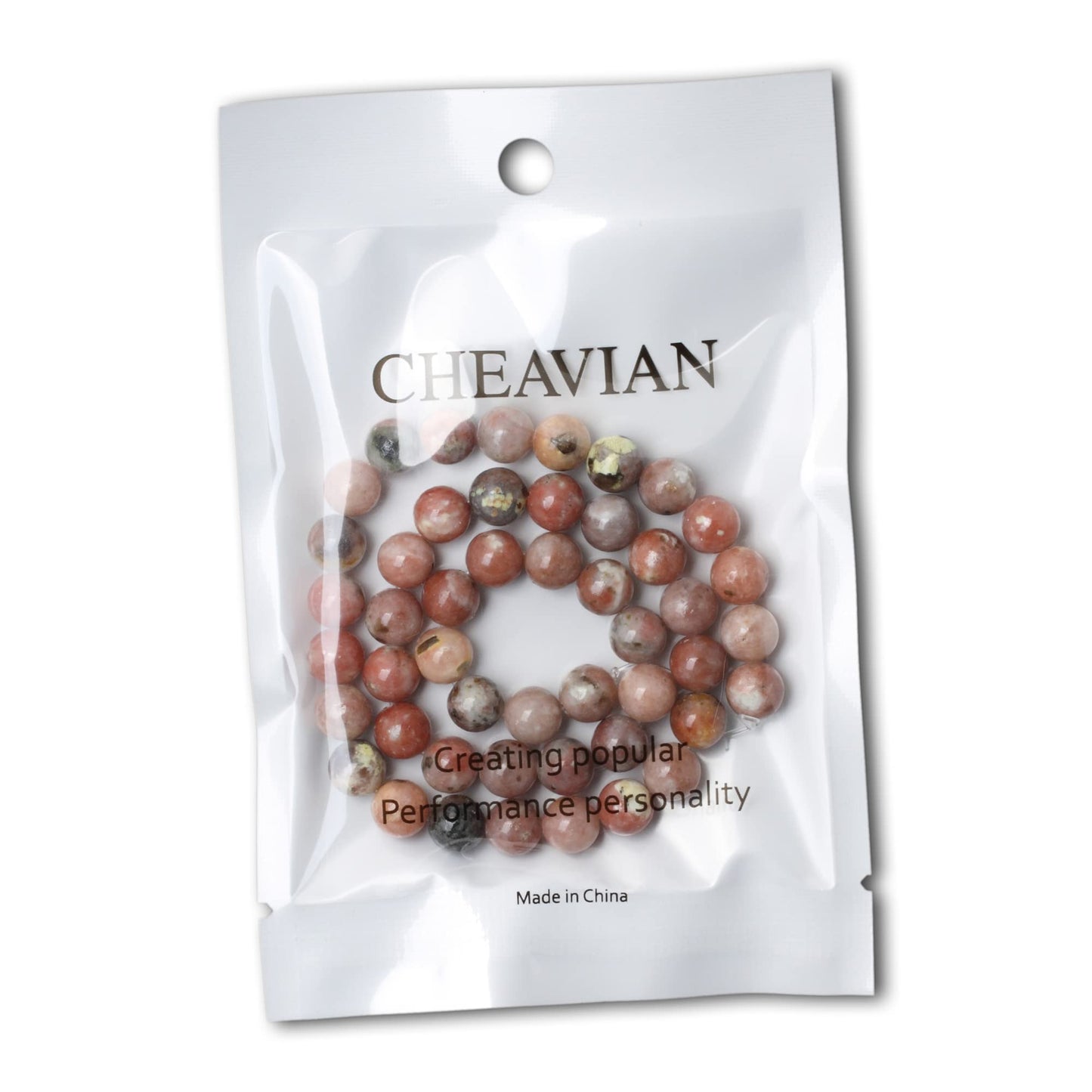 CHEAVIAN 45PCS 8mm Natural Plum Blossom Stone Gemstone Round Loose Beads for DIY Bracelet Necklace Earrings Jewelry Making 1 String 15 Inches