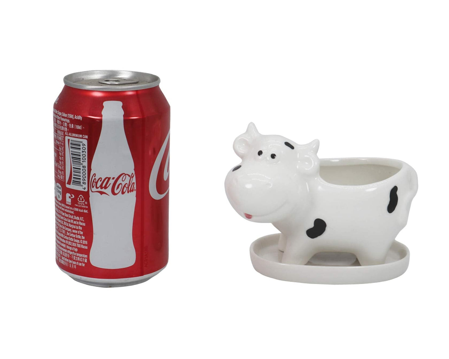 Gemseek Cute Cow Succulent Planter Pot with Drainage Tray, Small White Ceramic Cactus Flower Container, Animal Shaped Indoor Air Plants Holder