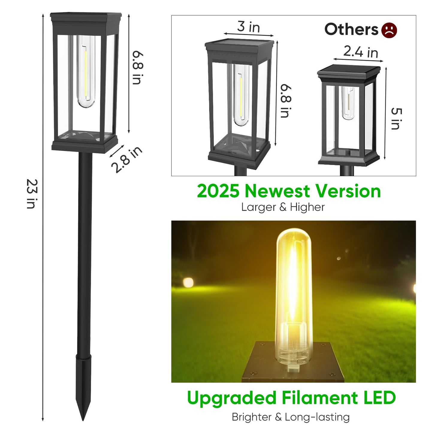Yorezcop 8 Pack Solar Pathway Lights Outdoor,IP65 Waterproof - Bright Solar Lights Outdoor,Auto On/Off Pathway Lights Solar Powered,Solar Path Lights for Walkway Driveway Garden