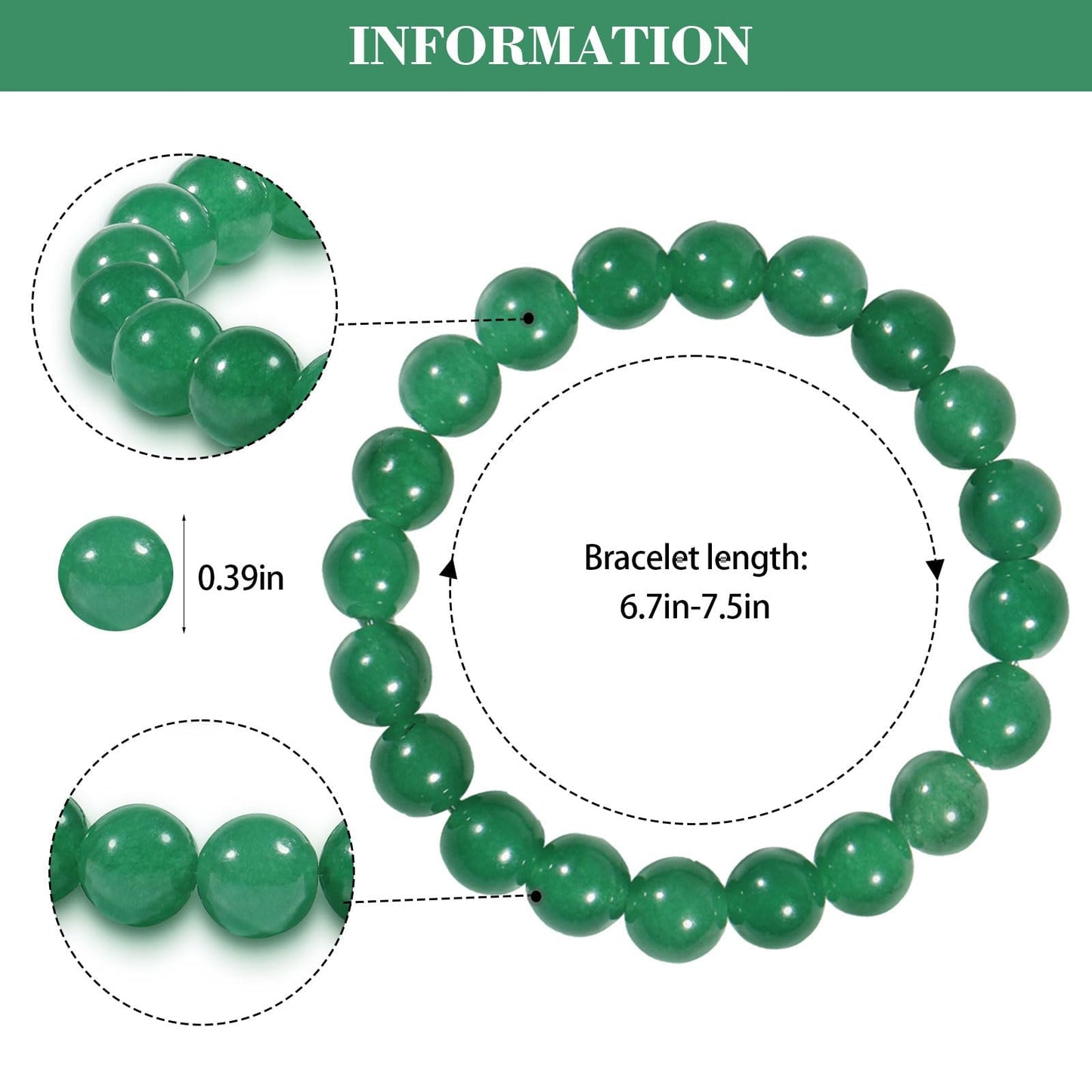 Crgwxzl Healing Crystal Bracelets for Women 8mm Natural Stone Beaded Stretch Bracelet Green jade African Turquoise Black Obsidian Spiritual Gemstone Lucky Jewelry Gifts