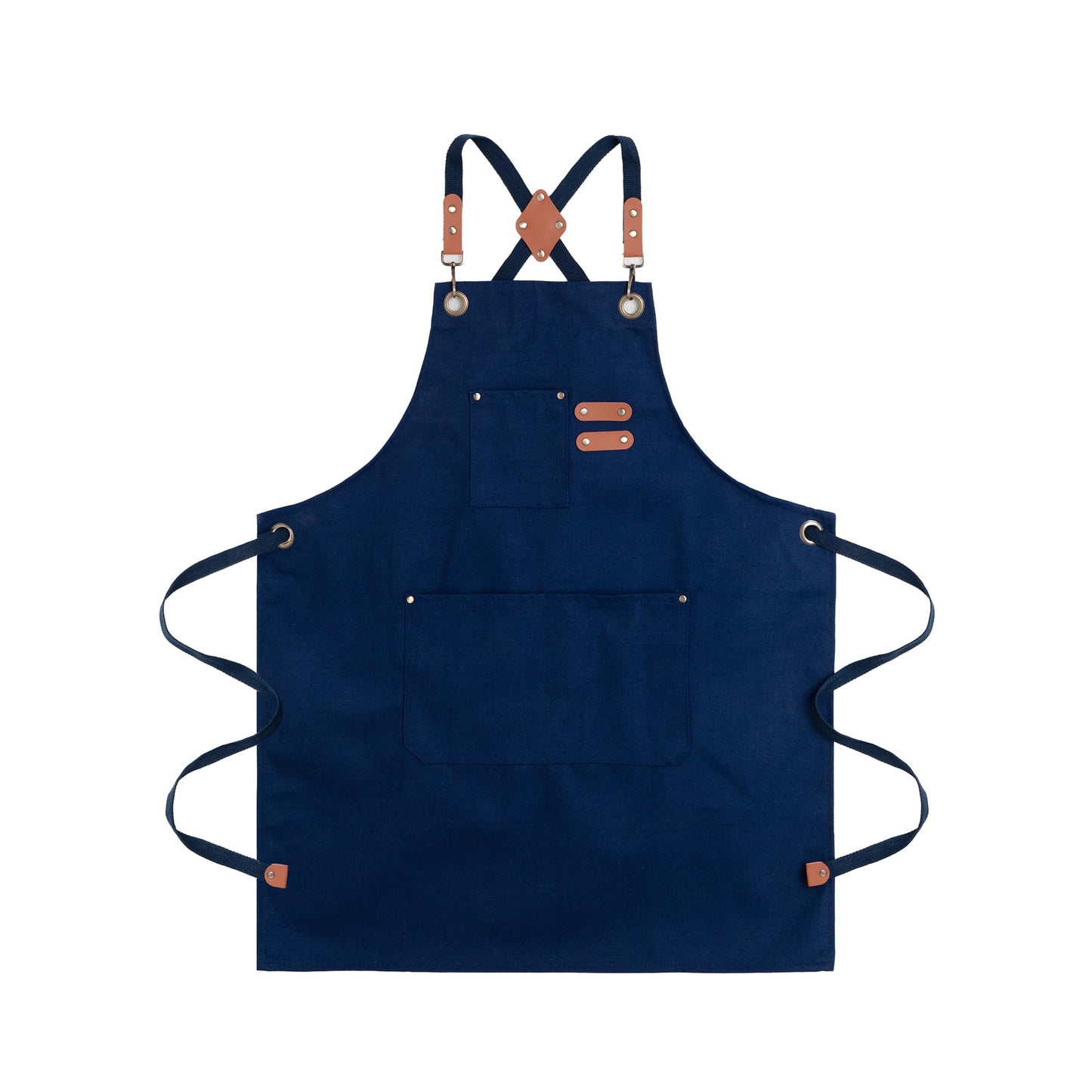 ARBINSON Chef Aprons for Men Canvas Apron with Large Pockets and Adjustable Neck Strap for Cooking, BBQ, Gardening (Blue)