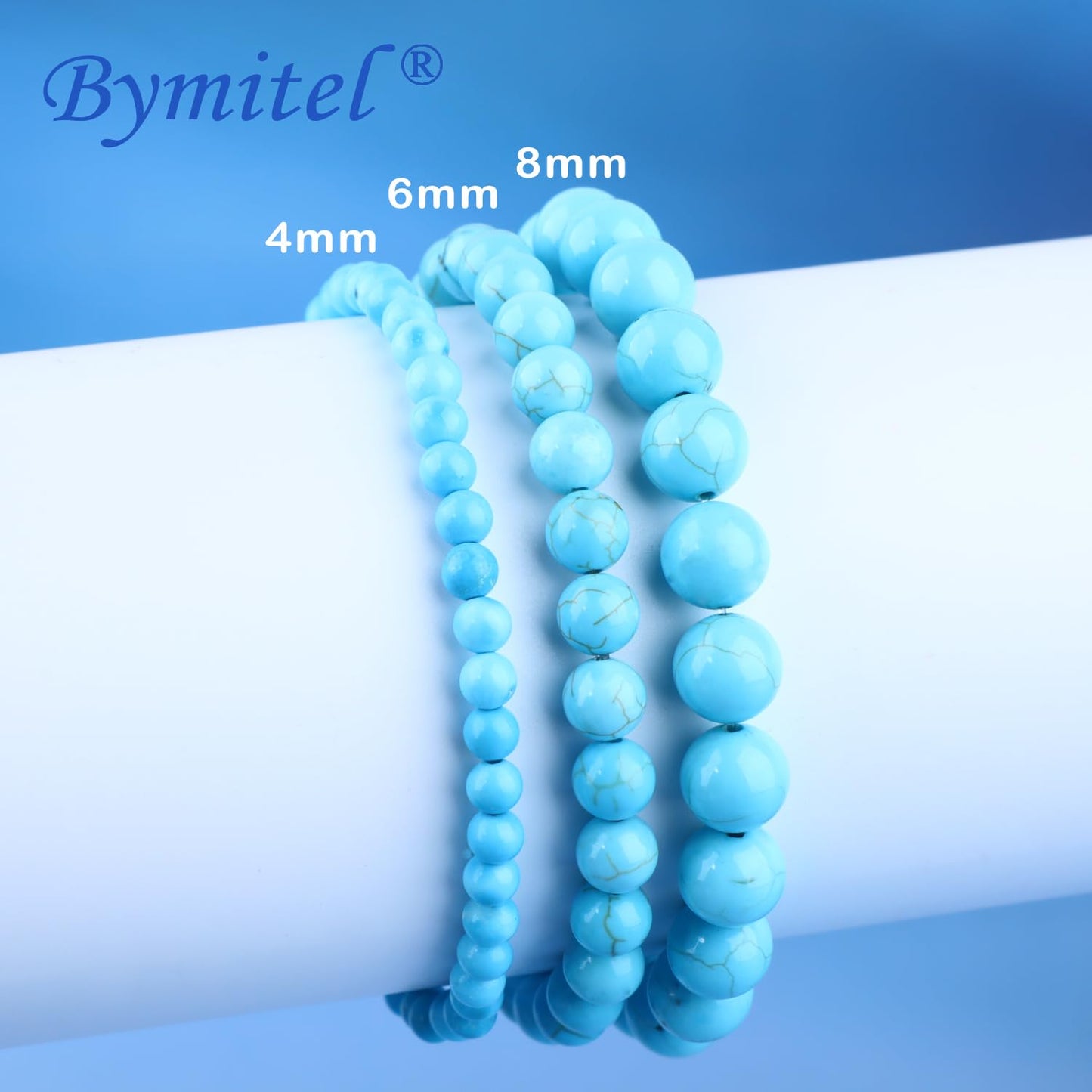 Bymitel 8mm Blue Turquoise - Handmade Reiki Gemstone Stretch Bracelet, Natural Beauty & Spiritual Essence, Crystal Healing for Unisex Adults