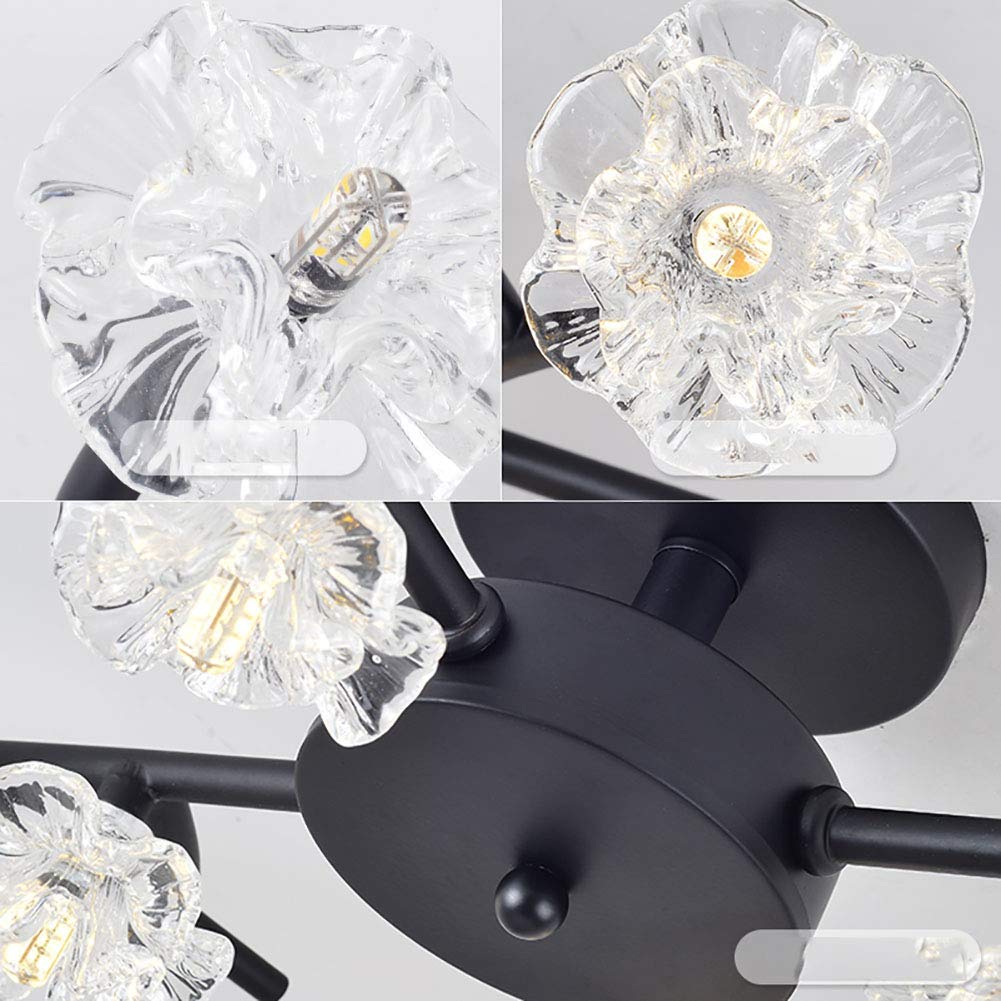 EUUDROBY Creativity Crystal Ceiling Light Fixture Nordic Tree Branch elier Painted Iron Finish Pendant Light Indoor Home Modern Simple Hanging Ceiling Lamp, 30 Lights, Black