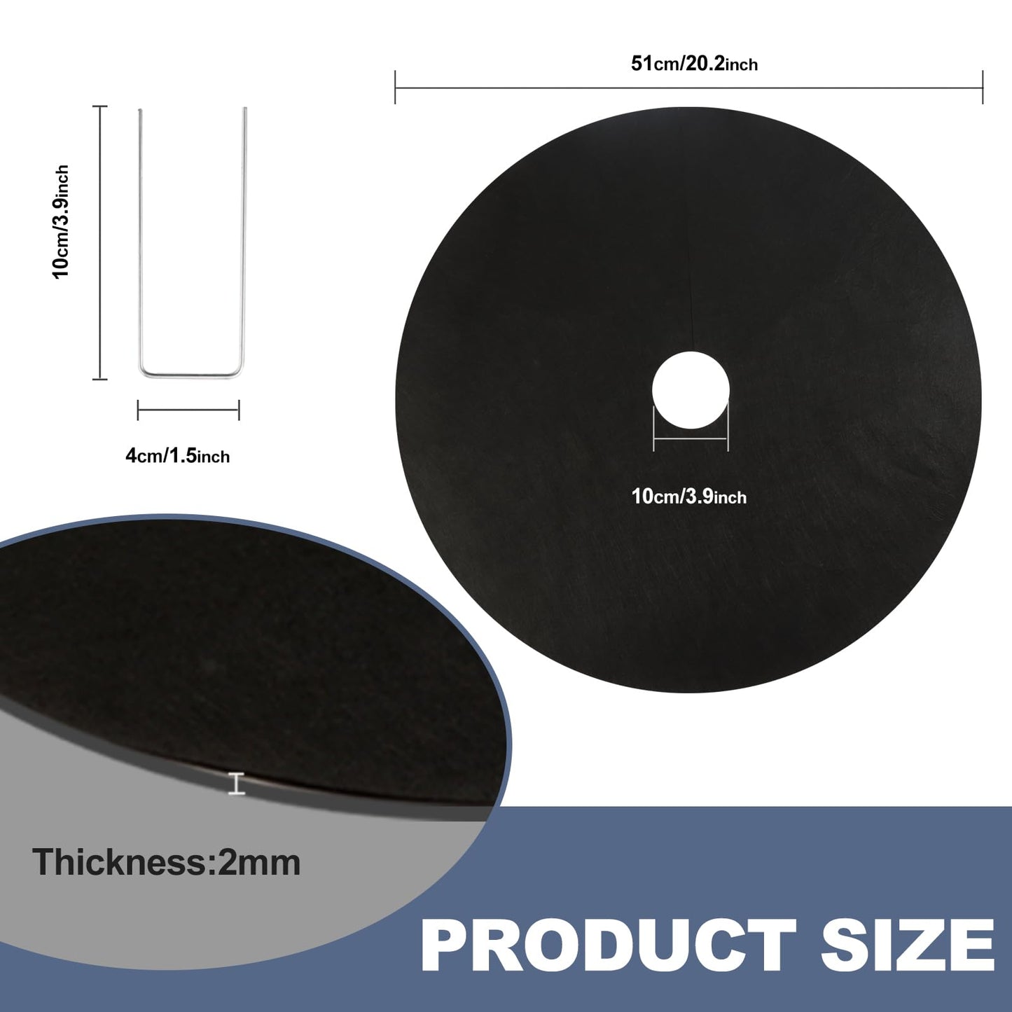 Tezhile 8 Pack Non-Woven Tree Mulch Ring 20.5 Inch, Round Mulch Ring Tree Protector Mat with 20 Garden Stakes, Reusable Heavy Duty Weed Barrier Fabric for Weed Control Root Protection