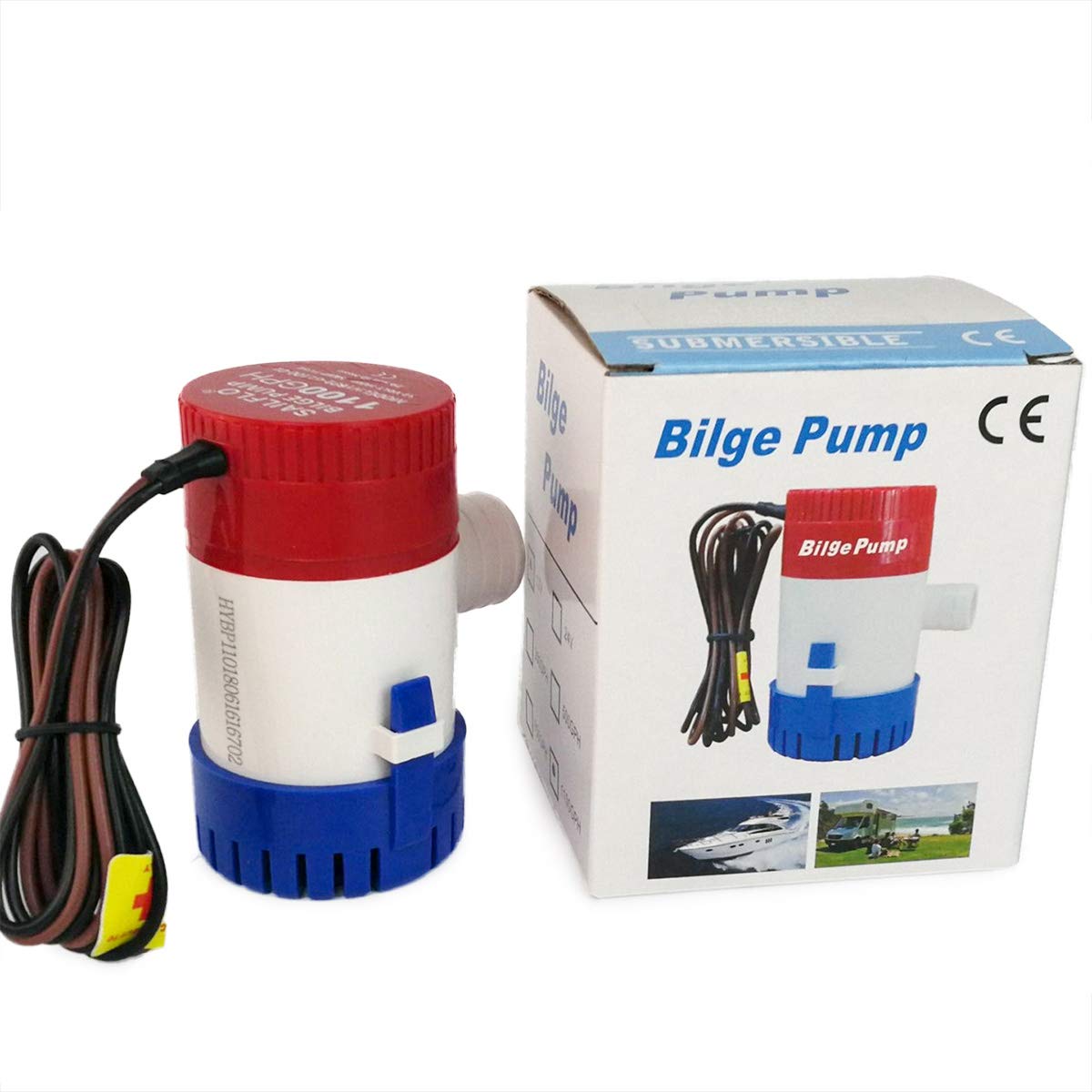 Non-Automatic Marine Electric Bilge Pump for Ponds, Pools Spas Silent Boat Caravan RV Submersible