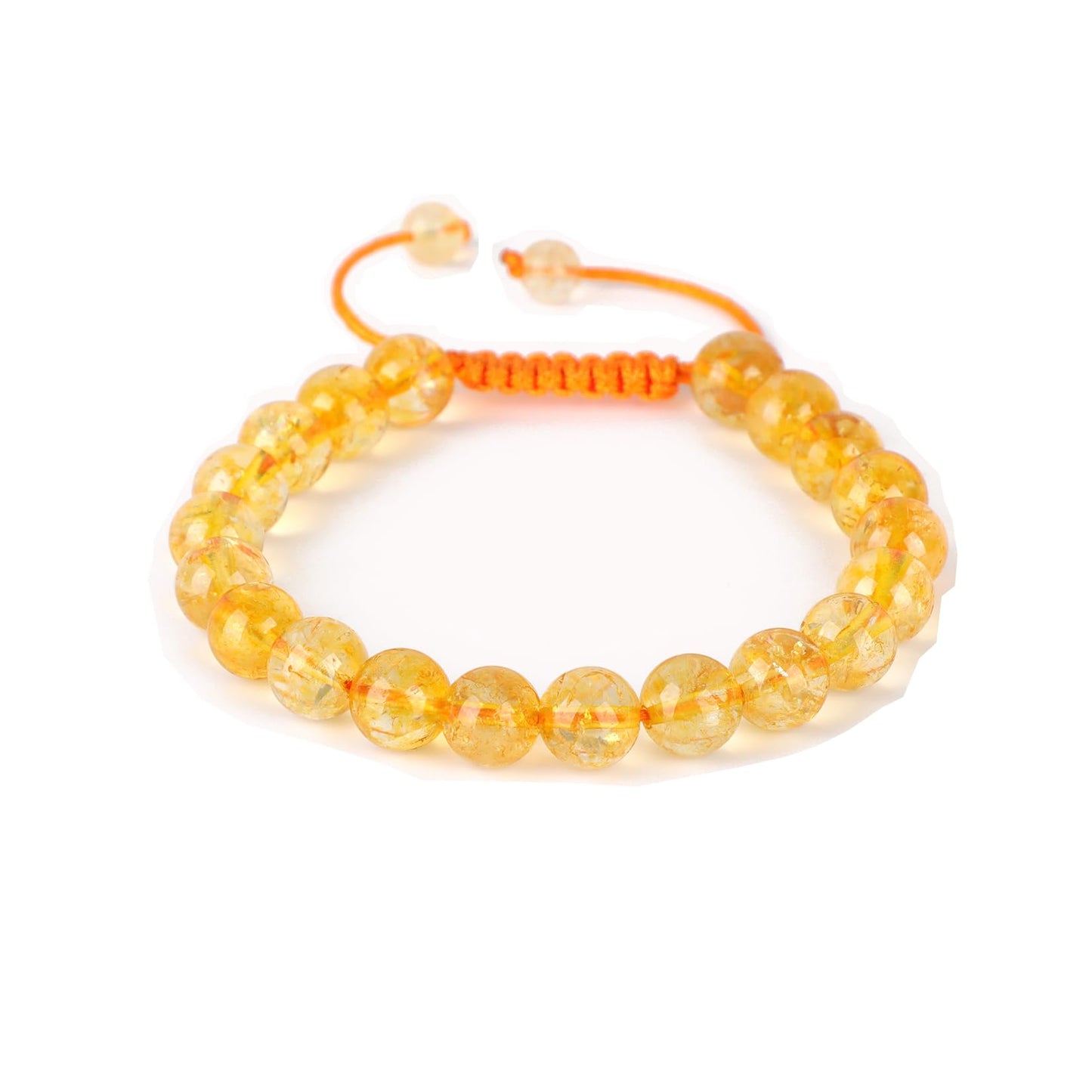 AD Beads Natural 8mm Gemstone Bracelets Healing Power Crystal Macrame Adjustable 7-9 Inch (Citrine Crystal)