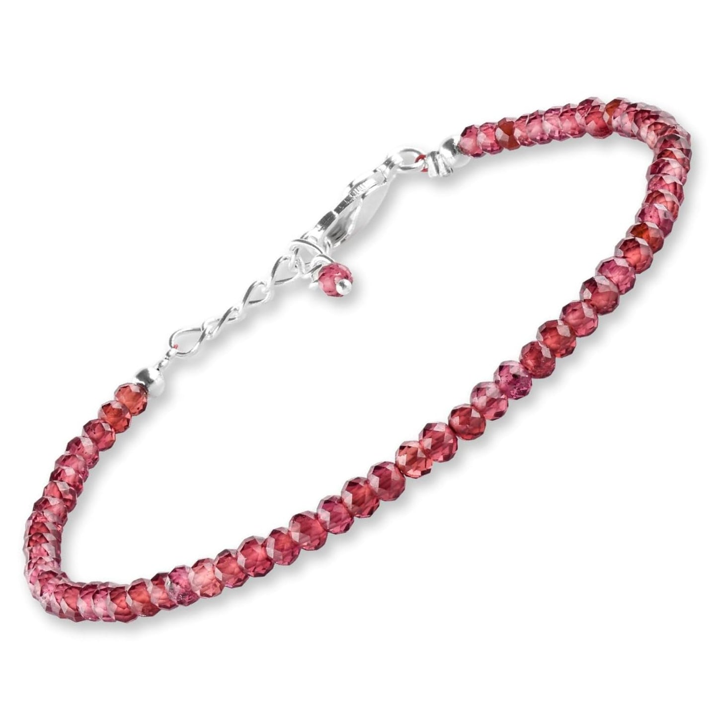 Yanara Garnet Stone Bracelets For Women Beads Jewelry for Women January Birthstone, Chakra Energy Healing Crystals, Silver Plated Chain 8 inch