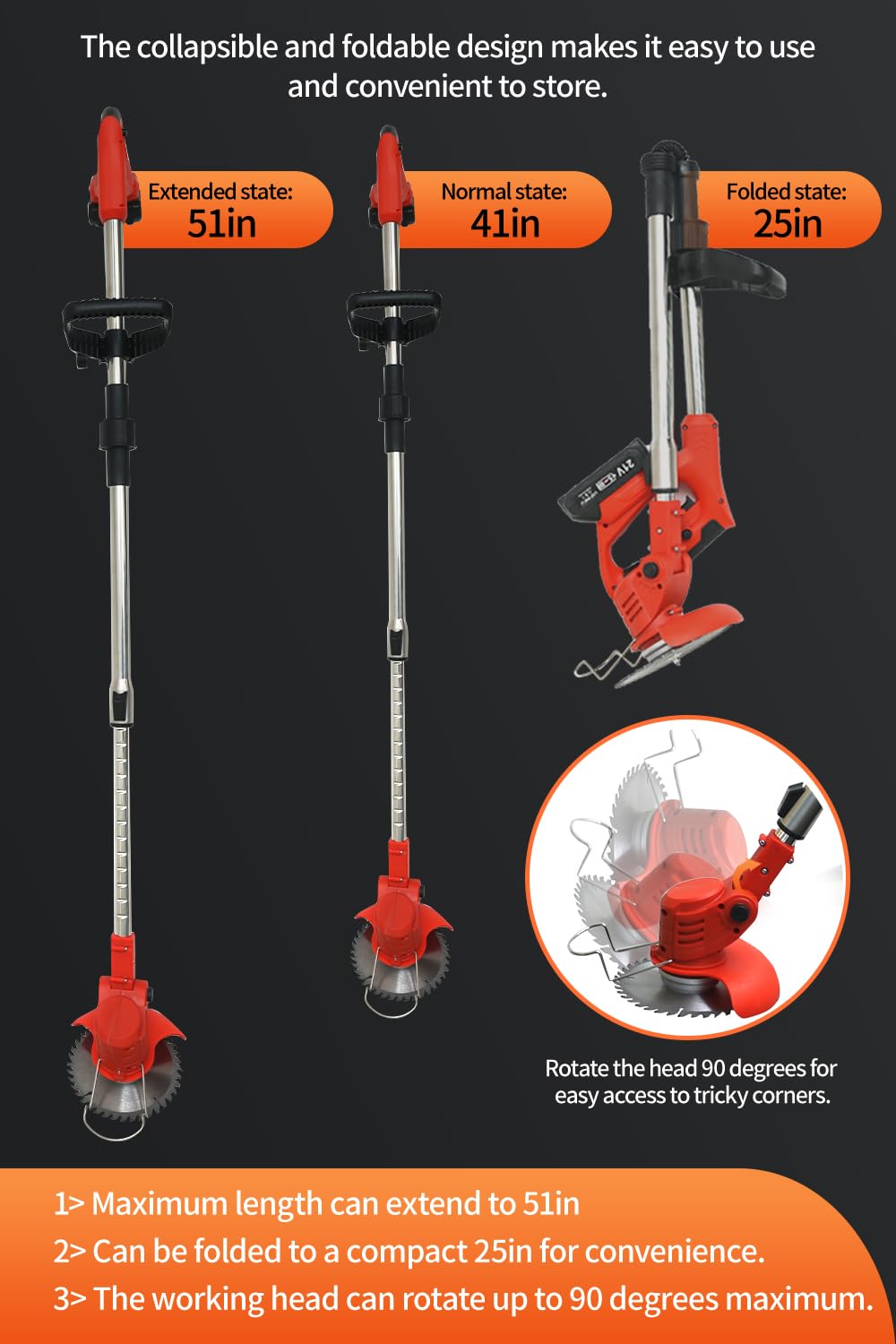 Cordless Weed Wacker,Electric Weed Eater,Grass Trimmer Cordless,2 Batteries,Lightweight and Foldable Design,Weed Erimmer,String Trimmers, Red