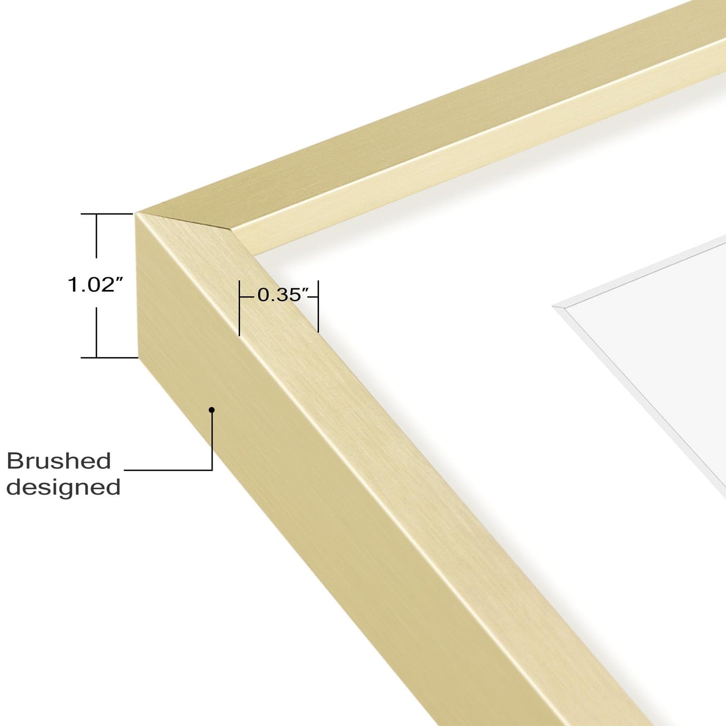 Golden State Art, Gold 5x7 Aluminum Picture Frame - Display Photos 4x6 with Mat or 5x7 inch Without Mat - Shatter-Resistant Glass Metal Photo Frame for Wall or Tabletop Display (2 Pack)