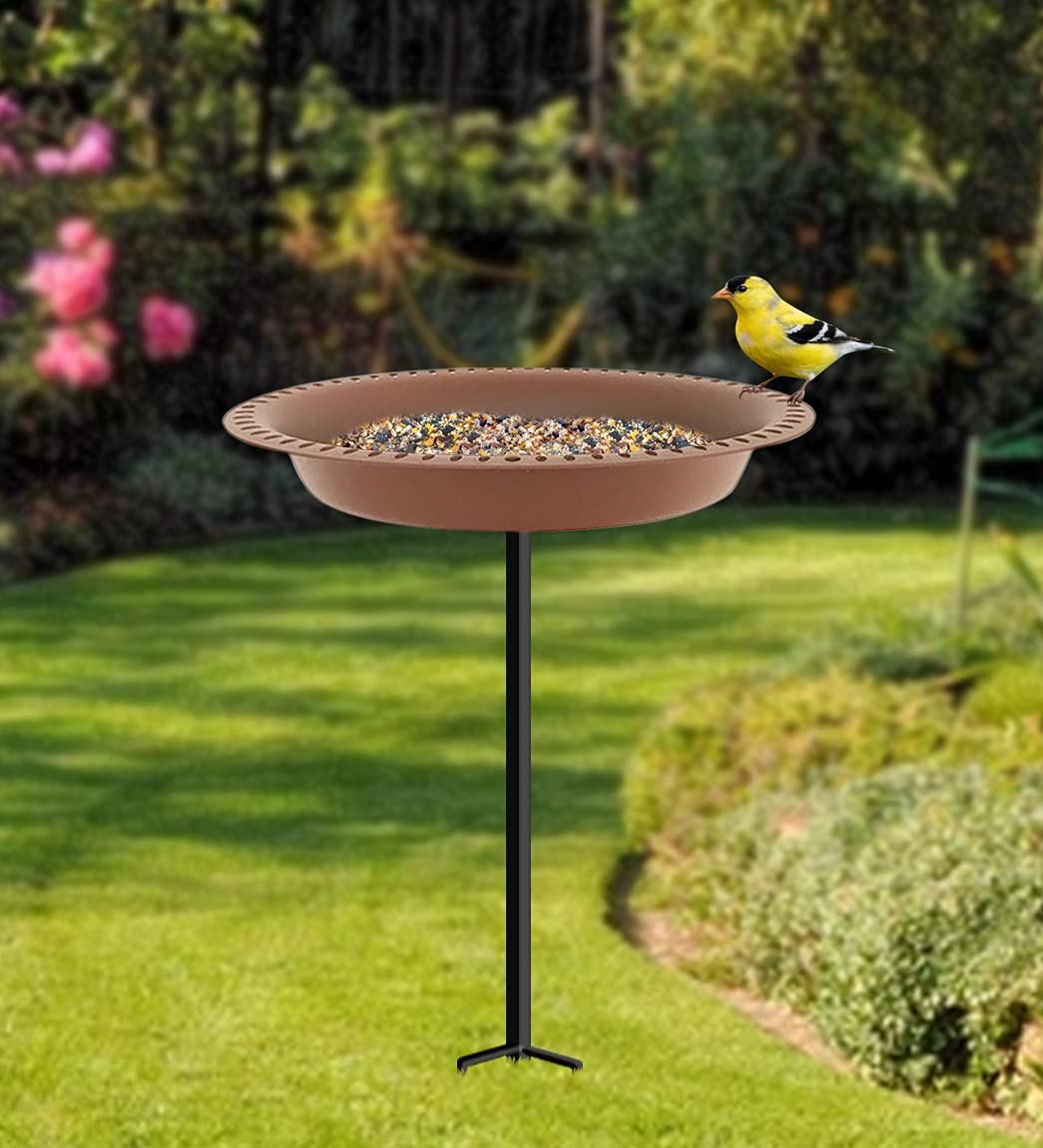 Garbuildman 28 inch Lightweight Birdbaths Antique Decoration Detachable Birdfeeder & Bird Bath for Outdoor Garden, Oblong Chocolate