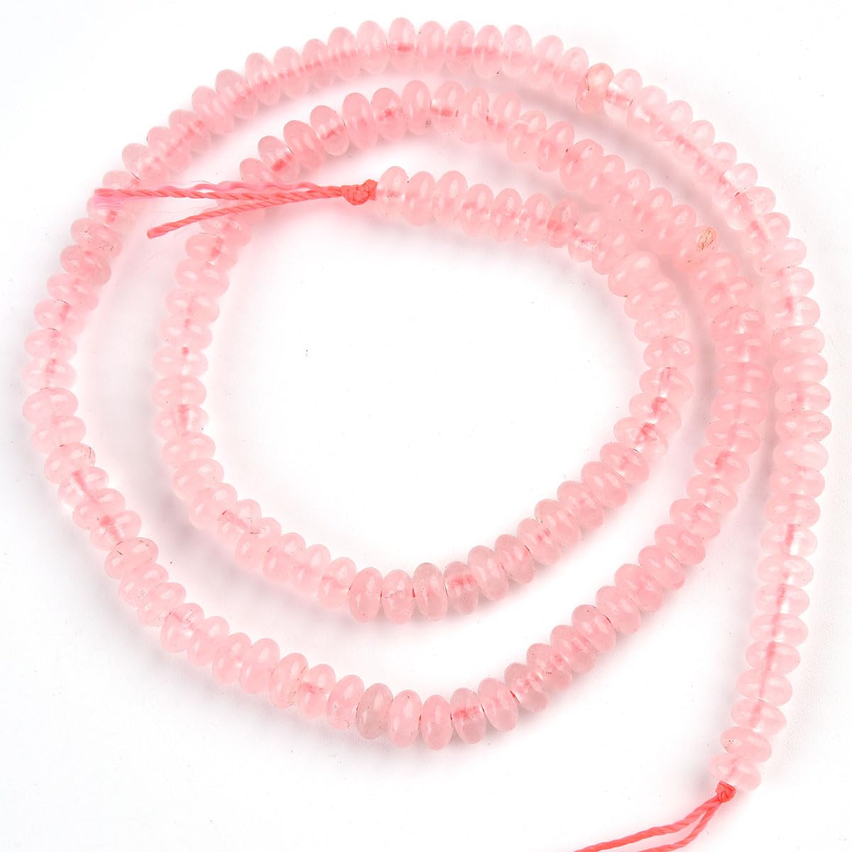 152pcs 4x2mm Natural Rose Quartz Disk Rondelle Spacer Stone Semi Precious Gemstone Loose Beads for Jewelry Making 15 Inch