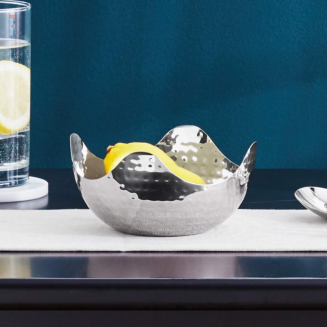Elegance Hammered 6-Inch Stainless Steel Bowl, 6" x 6" x 3",24 ounces
