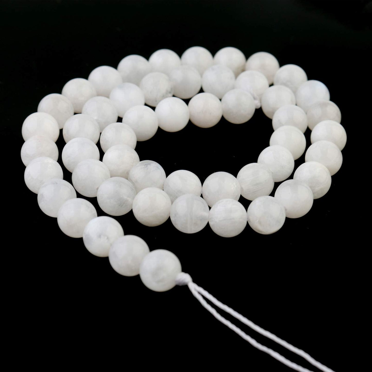 Filluck Natural Stone Beads 8mm White Moonstone Polished Round Smooth Gemstone Beads for Jewelry Making 15 Inch(White Moonstone,8mm)