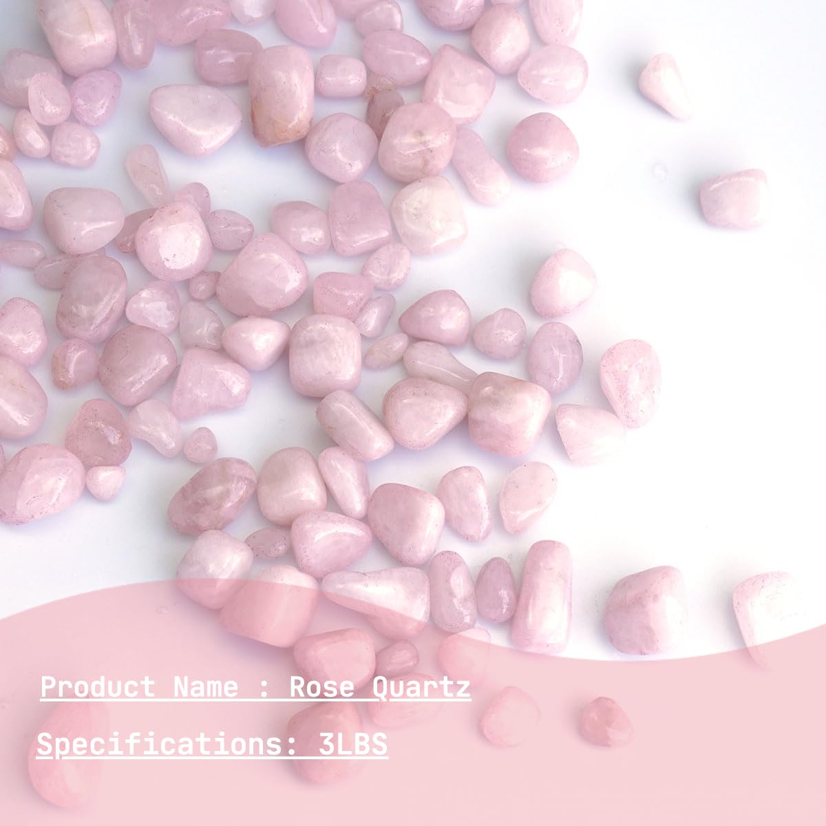XMHOME 3 Pounds Rose Quartz Tumbled Stones - Pink Polished Crystals for Vase Filler, Love Energy, and Jewelry