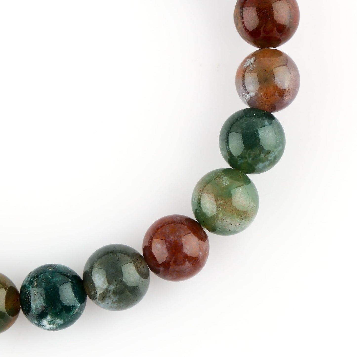 CRYSTALINES Natural Indian Moss Agate Gemstone Stretchable Bracelet for Men Women, Handmade Bohemian Stretch Jewelry, Chakra - Healing - Yoga - Spiritual, Unisex Stretch Bracelets