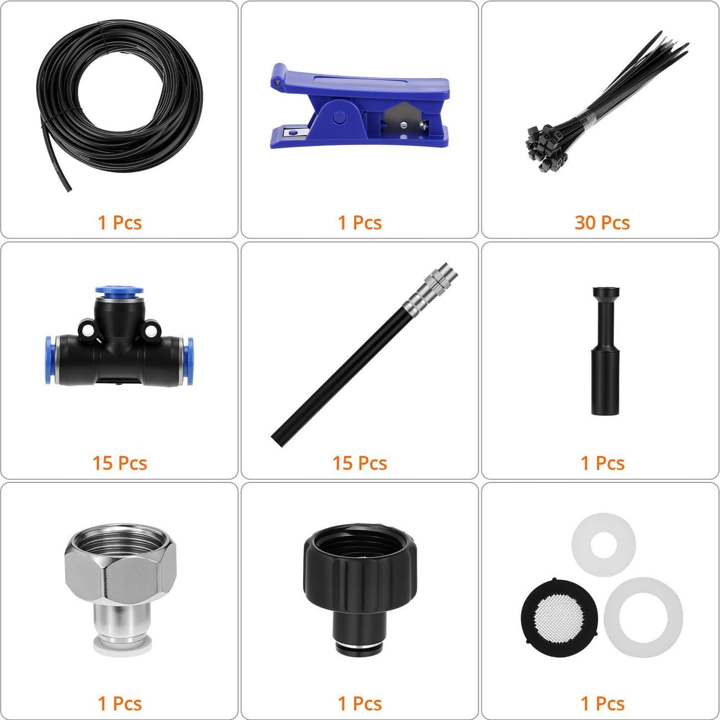 QWORK Drip Irrigation System, 49.21Ft Automatic Drip Irrigation Kit, Adjustable Garden Watering Misting System
