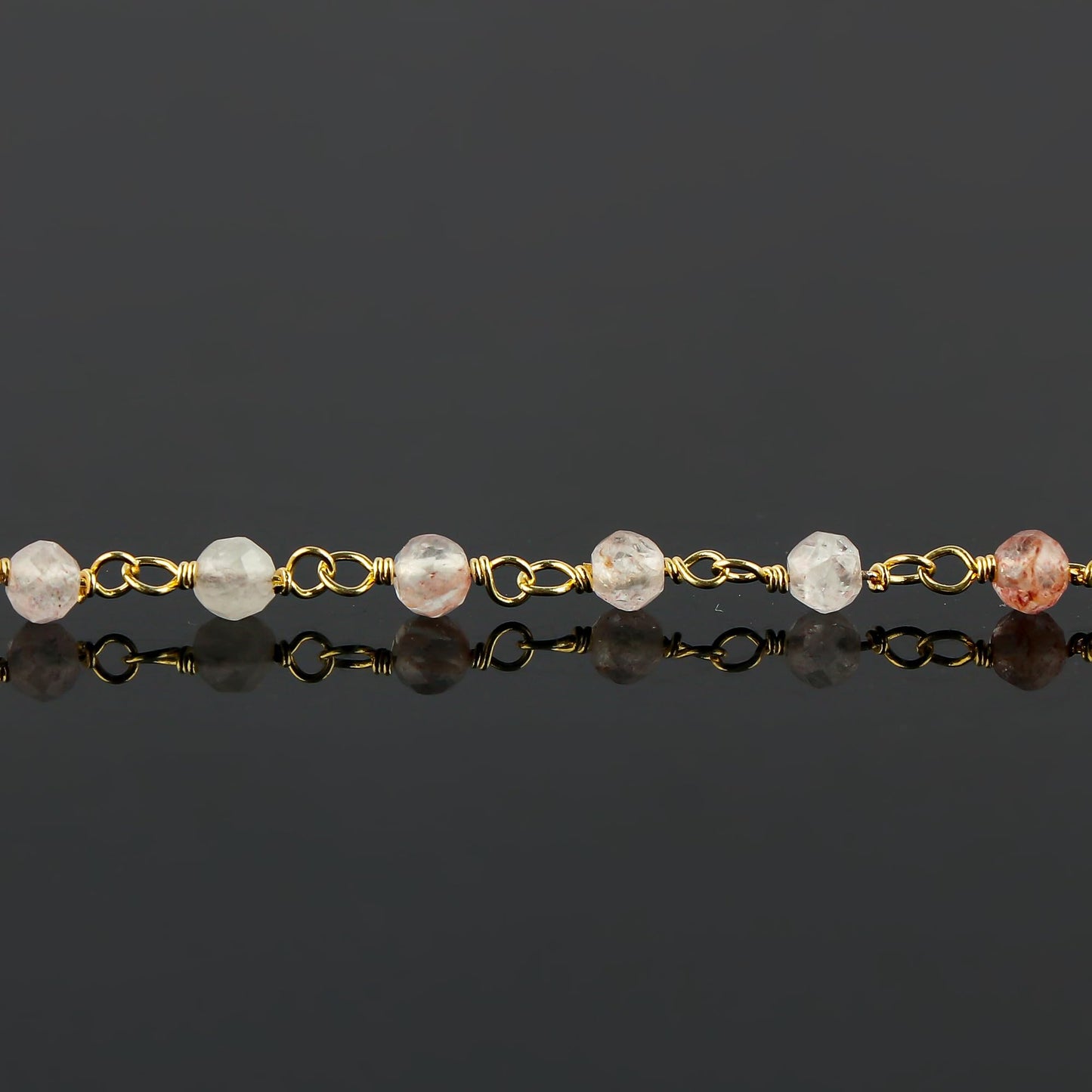 CRYSTALINES Natural Strawberry Quartz Gemstone Cluster Bracelet, Handmade Boho Jewelry for Women, 14K Gold Plated Rosary Chain Beads, Healing Crystals & Stones, Birthday Christmas Gift 8"