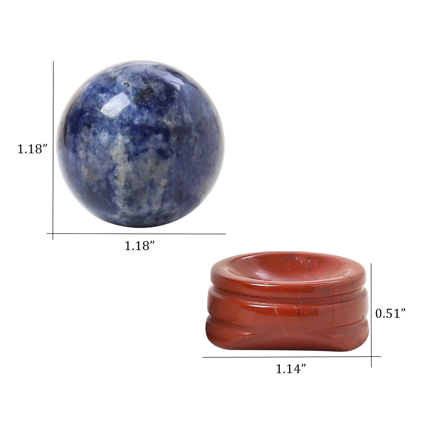 Casaper Natural Sodalite Ball with Red Jasper Stand, Healing Crystal Sphere for Home Fengshui Yoga Meditation, Reiki Energy Balancing 1.18”(30mm)