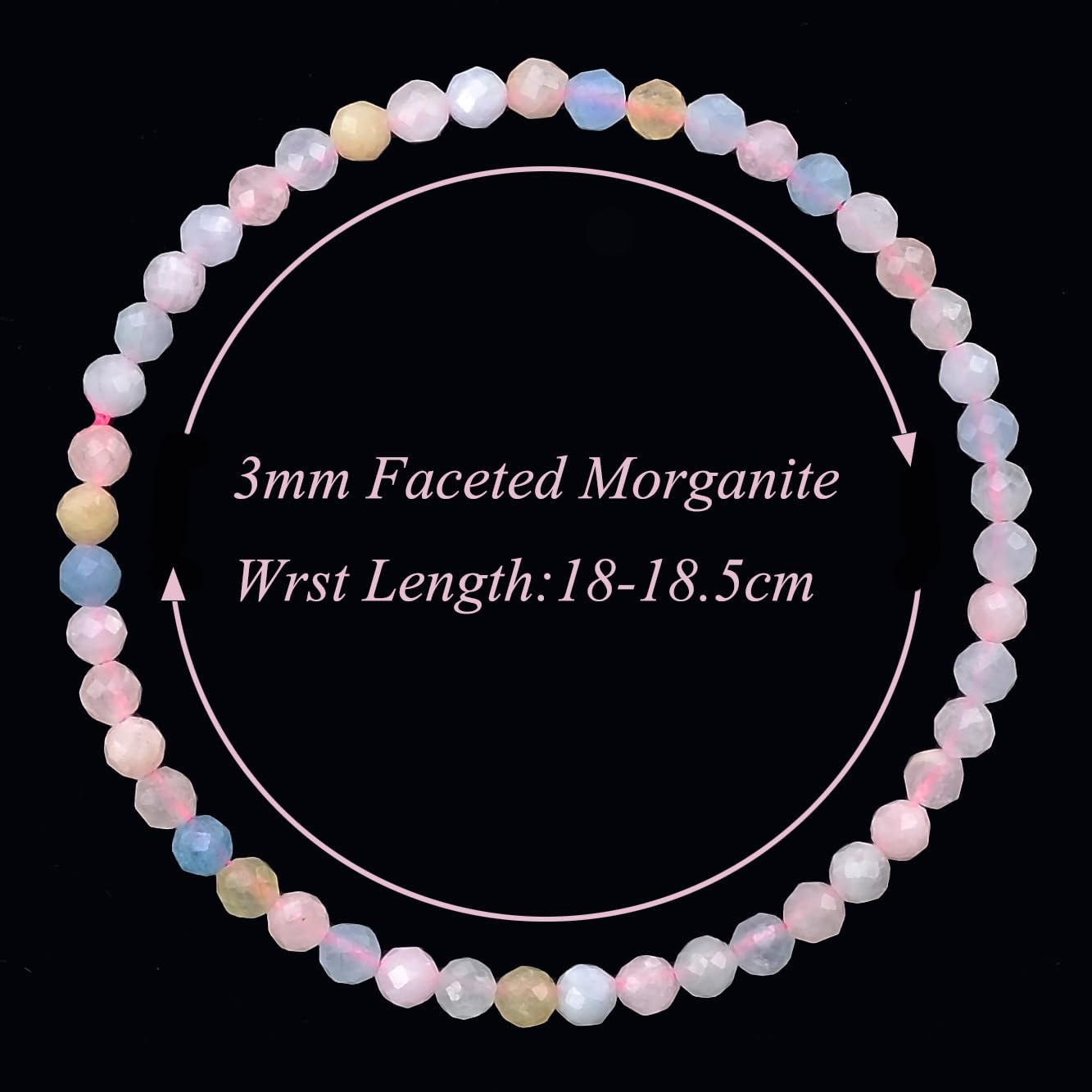 MASSIVE BEADS Natural Genuine Gemstone Beads Healing Crystal Chakra Reiki Jewelry Faceted Round Beads Bracelets (Morganite, 3mm)