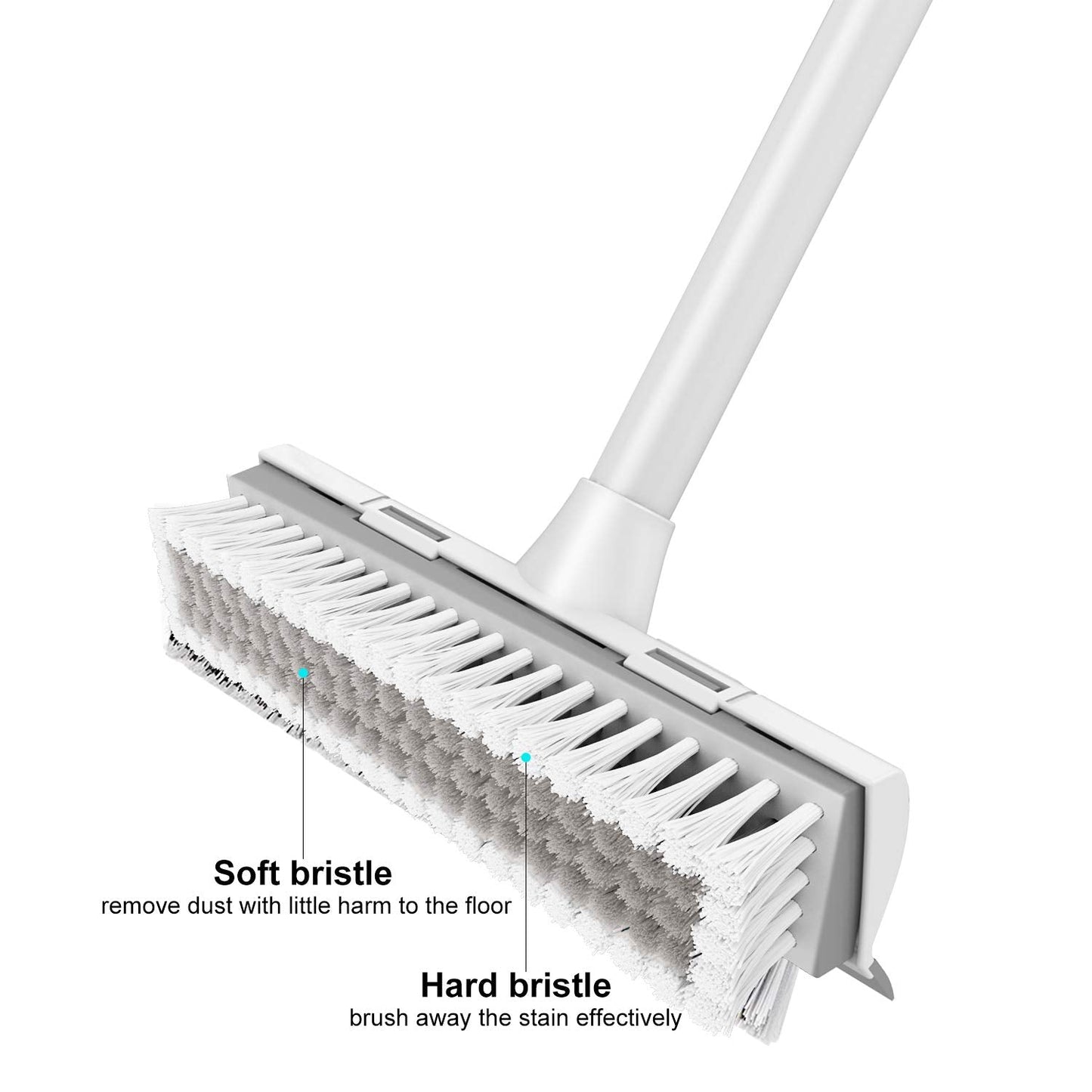 BOOMJOY Floor Scrub Brush with Long Handle, 2 in 1 Scrape and Brush, Stiff Bristles for Cleaning Bathroom, Patio, Garage, Kitchen, Deck, Tile