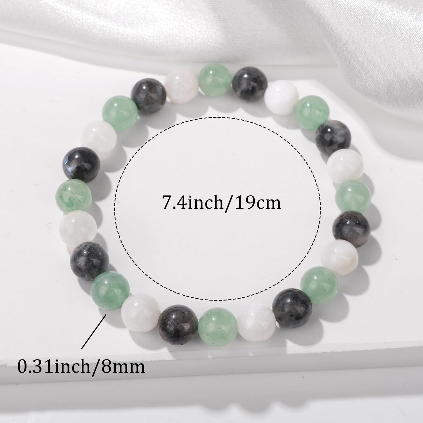 Bolinailo Healing Crystal For Your Next Chapter Bracelet 8mm Crystal Beaded Bracelet for Women Men Natural Stones of Moonstone, Labradorite and Aventurine Handmade Gemstone Reiki Spiritual Jewelry Gifts