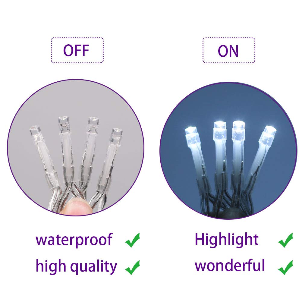 YASENN Icicle Lights 100LED 9.9Ft,8 Lighting Modes String Lights,Icicle Style Lights with Timer,Connectable Fairy Lights Plug in for Wall Eave Roof Porch Garden Christmas Decoration(Cool White)