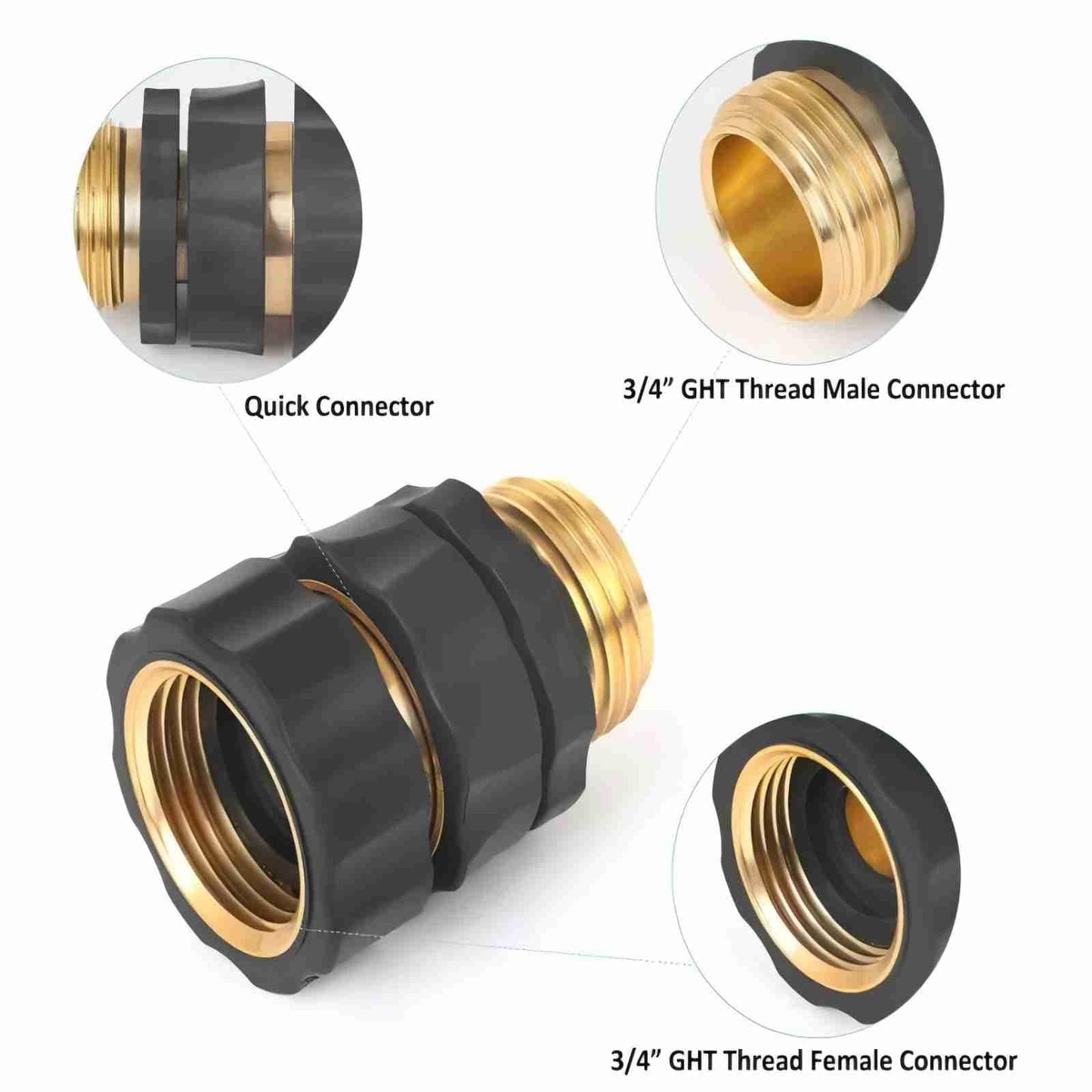Cbumane Garden Hose Fitting Quick Connector, 3/4 Inch Male and Female Garden Hose Fitting Quick Connector ，Garden Hose Connector(4 Set)