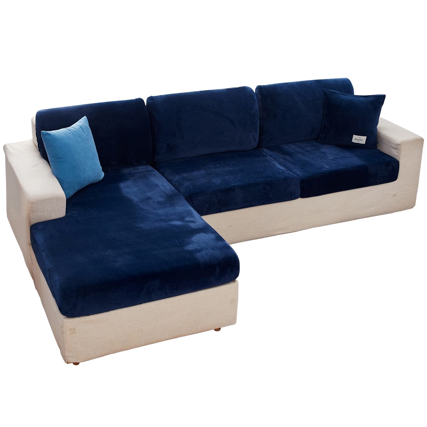 MIFXIN Velvet Stretch Pillow Cover Wear-Resistant Universal Sofa Couch Cushion Pillow Cover Cushion Sofa Decoration (Navy, Pillowcase)