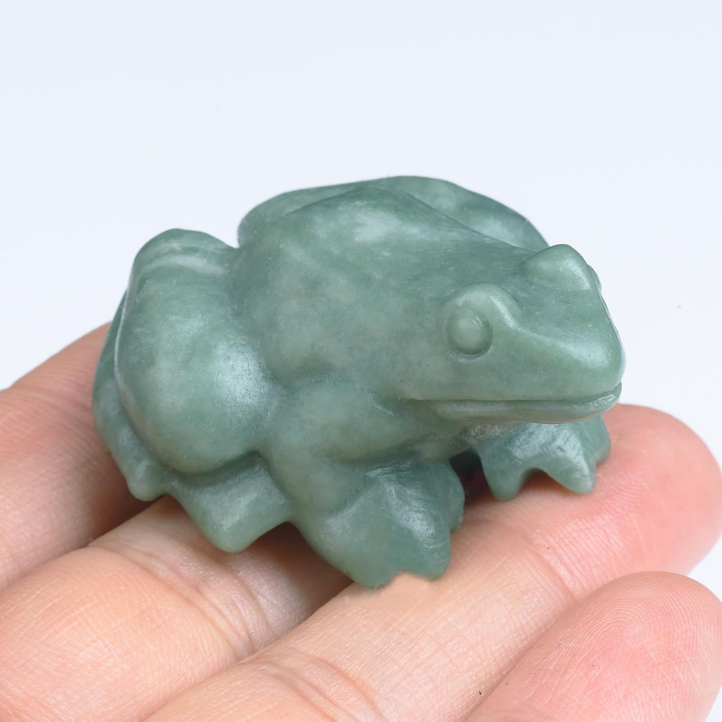 QLRSUXN 2 Inch Green Jade Frog Crystal Figurine，Frog Gifts Healing Crystal Decor，Frog Garden Statue Stone Energy Gemstones, in Bedroom Office Christmas Meditation Gifts Aquarium Decoration