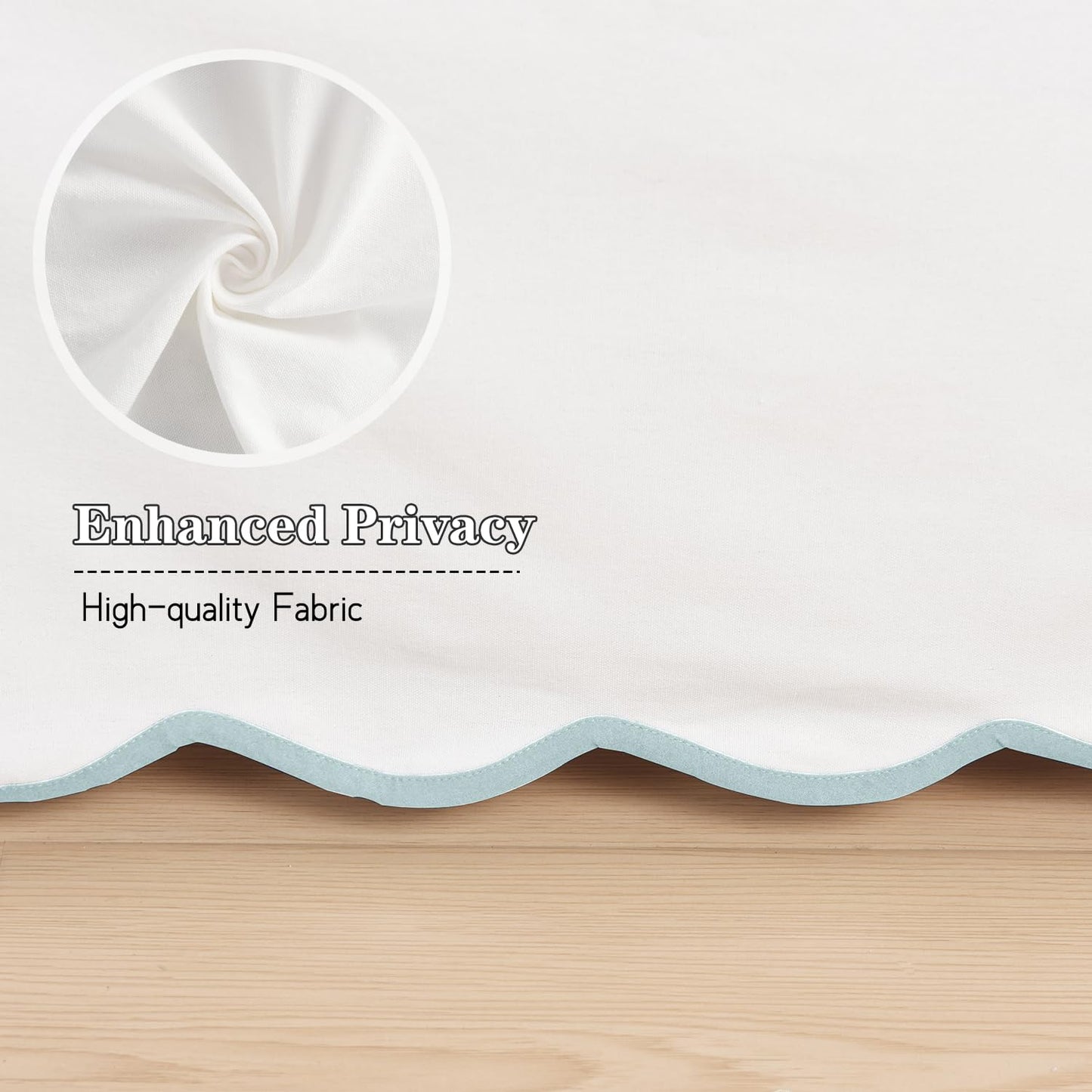 HIG Off White Chic Queen Bed Skirt - Easy Fit Scallop Edge Pleated Bedskirts, 14 Inch Drop Anti-Slip Dust Ruffle, Thick Fabric for Enhanced Privacy, Pre-Washed for Long-Lasting Use(N60022)